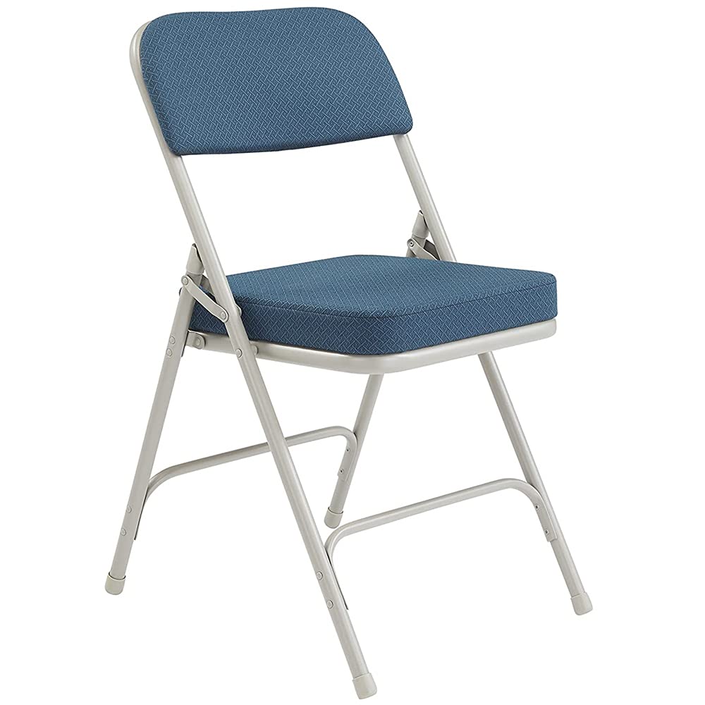 National Public Seating 3215 3200 Series 2 Inch Vinyl Upholstered Folding Chairs - Set of 4, Royal Blue - Perfect for Events, Parties, and Banquets