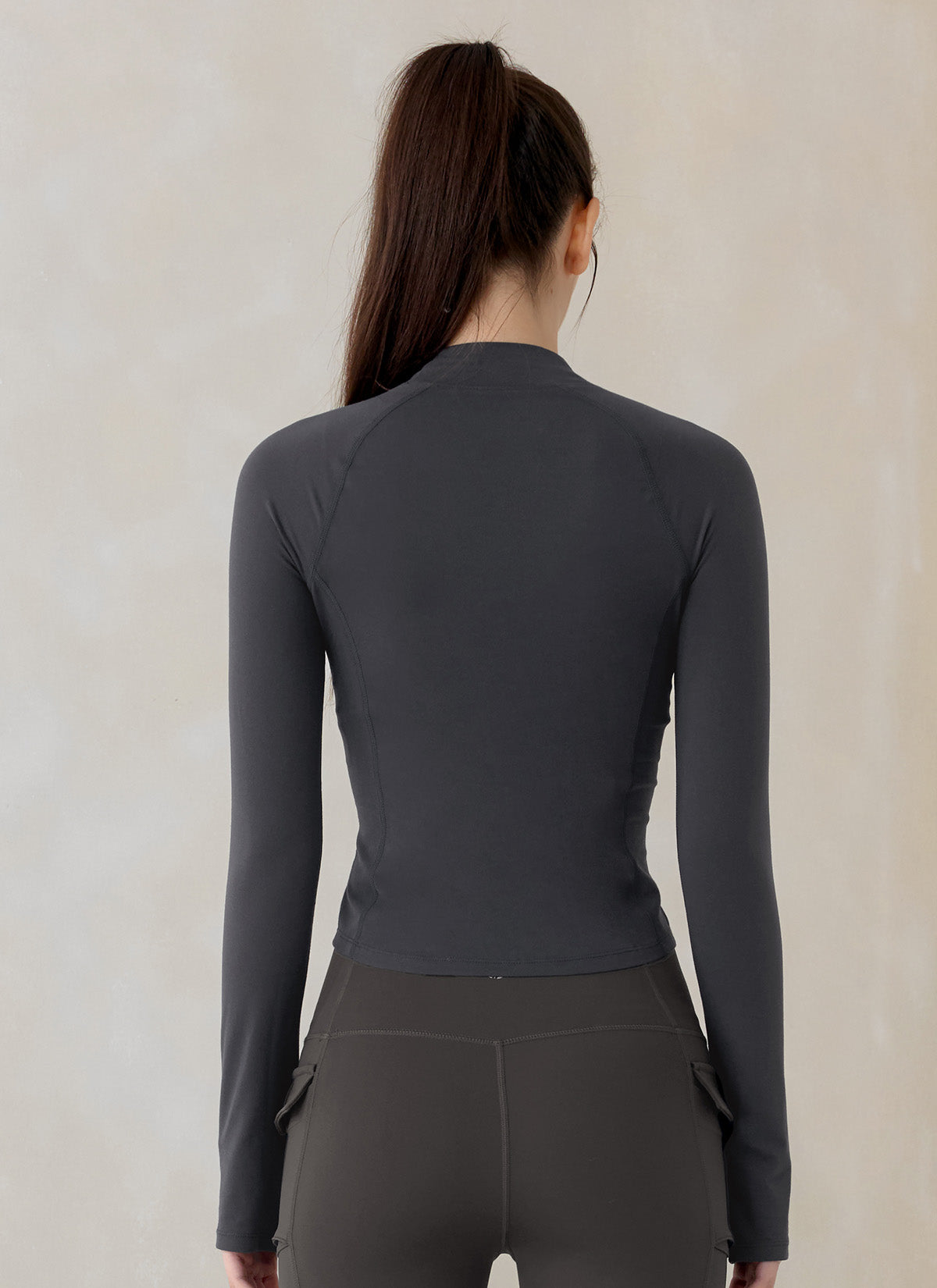 Stylish Peach Mock Neck Long Sleeve Top for Women - Perfect for Office Wear, Casual Outings & Fall Layering