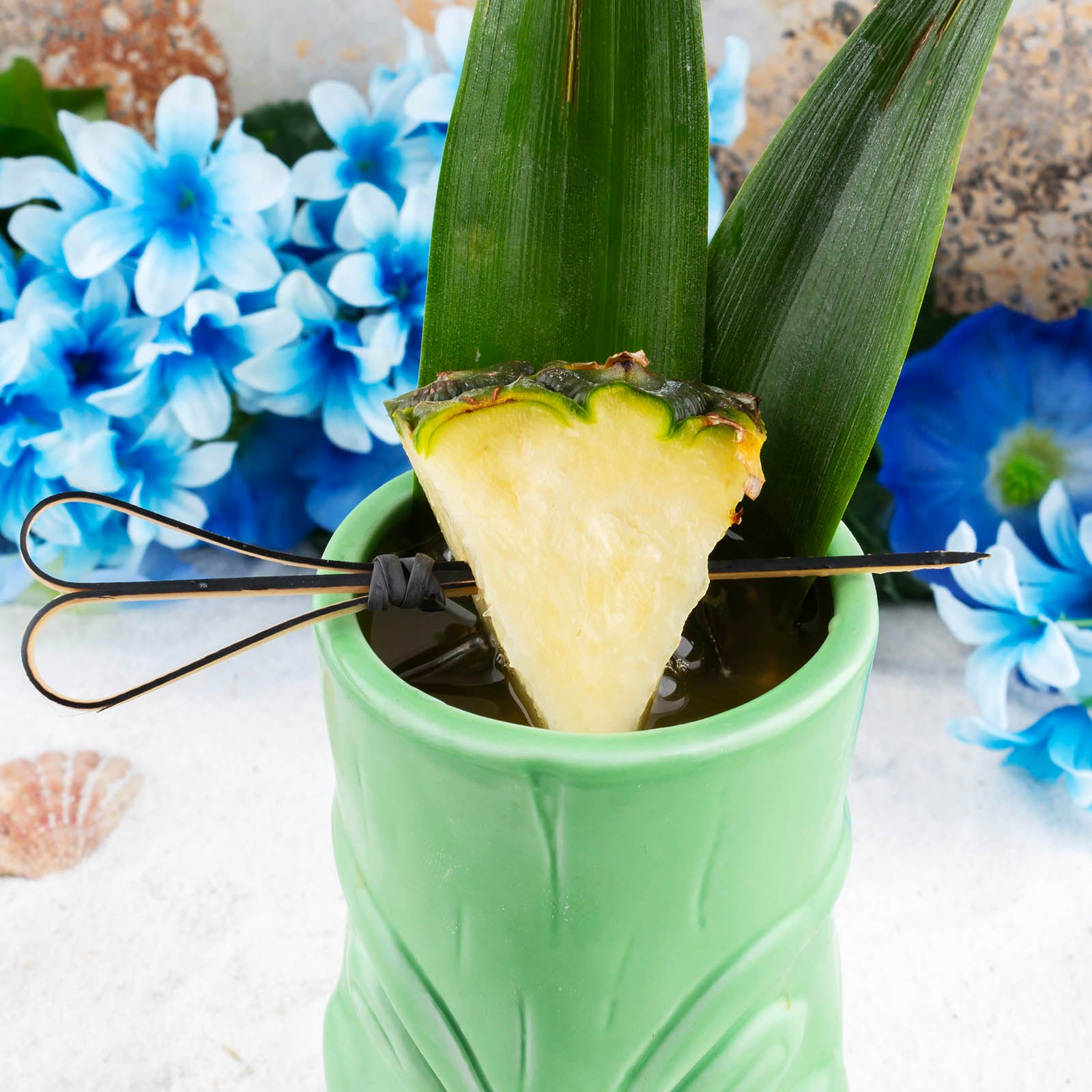 BarConic® 12 oz Tiki Glasses - Tropical Themed Cocktail Cups for Tiki Bar, Hawaiian Luau Party & Summer Beach Drinks - Perfect for Mai Tai, Pina Colada & Exotic Cocktails