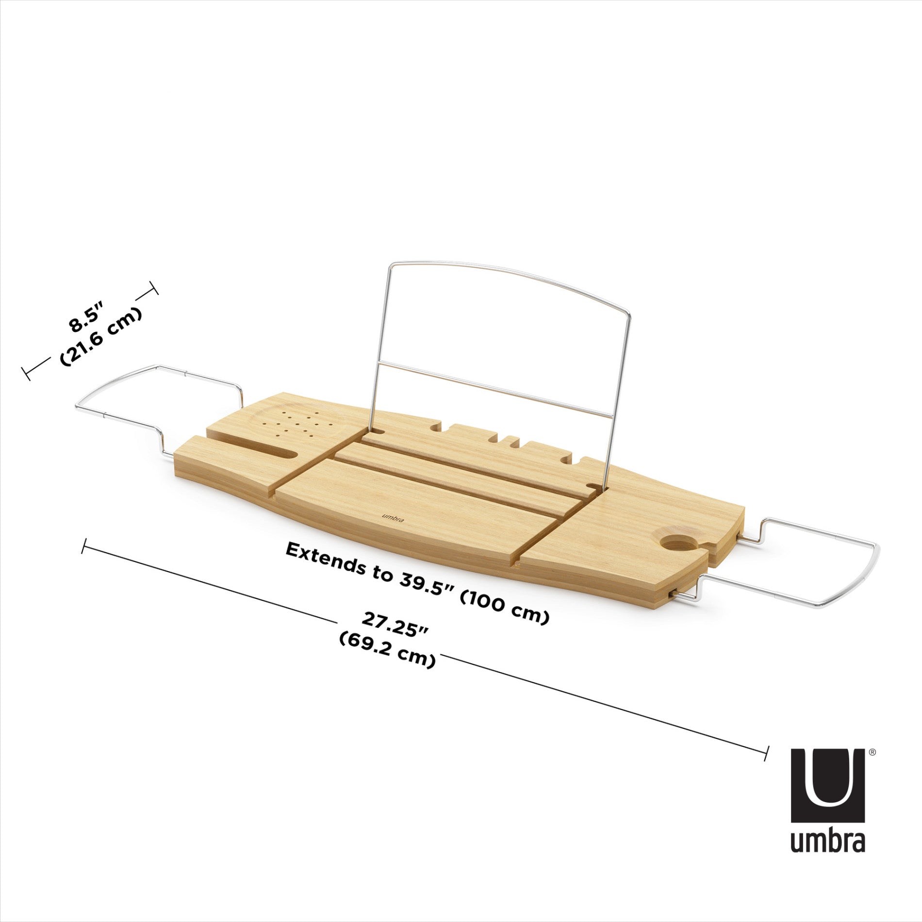 Aquala Bathtub Caddy Tray - Wooden Bathtub Tray with Wine Glass Holder & Book Stand - Perfect for Relaxing Bath, Spa Day & Self Care at Home