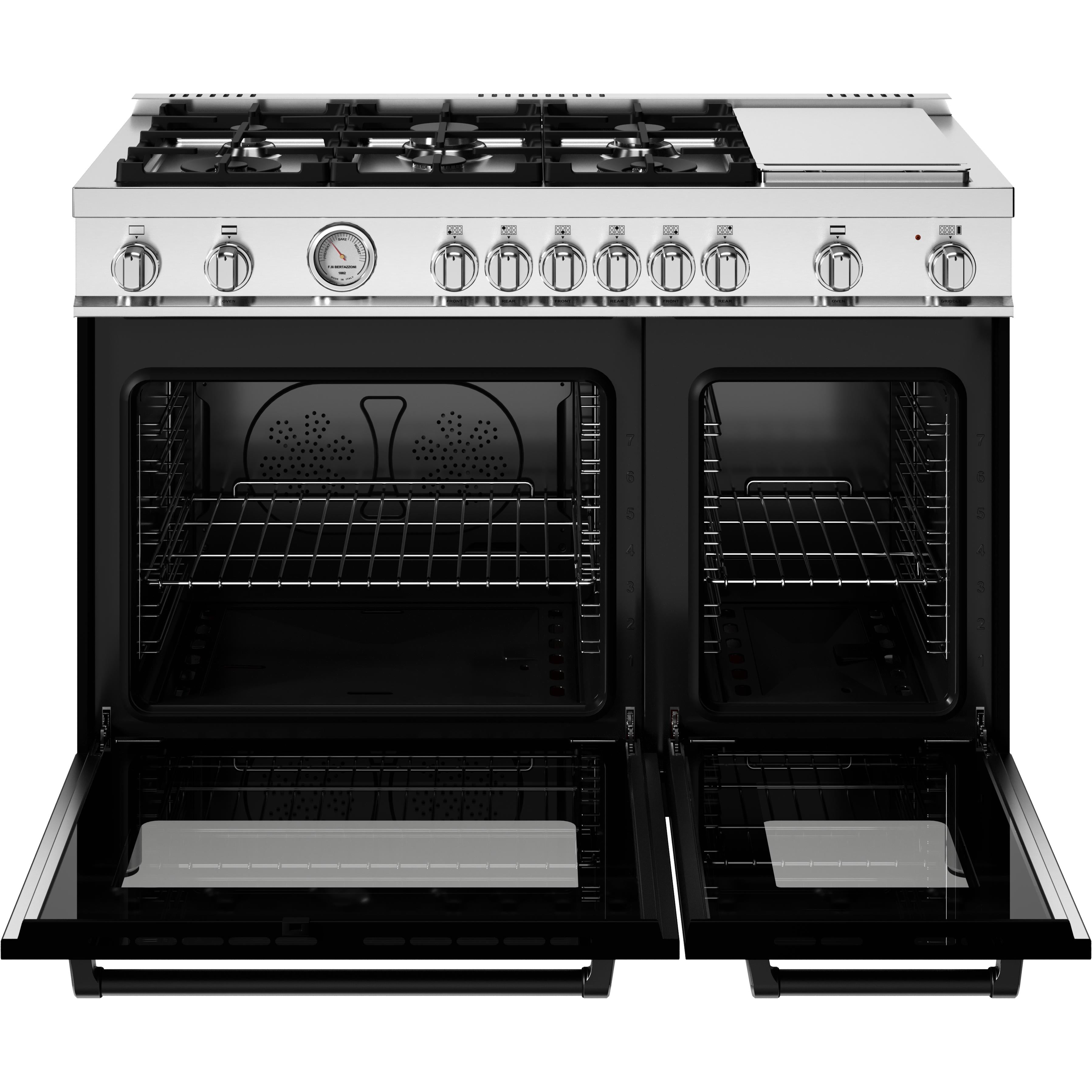 Bertazzoni 48 Inch Freestanding Gas Range MAS486GGASNEV - Professional Stainless Steel Gas Stove for Home Kitchen, Perfect for Cooking, Baking & Entertaining