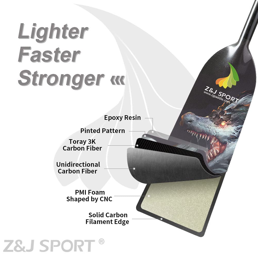 Premium Adjustable Dragon Boat Paddle - IDBF Approved Carbon Fiber Racing Paddle with Dragon Graphic & T-Handle Adjuster | Competition & Training Use for Dragon Boat Teams