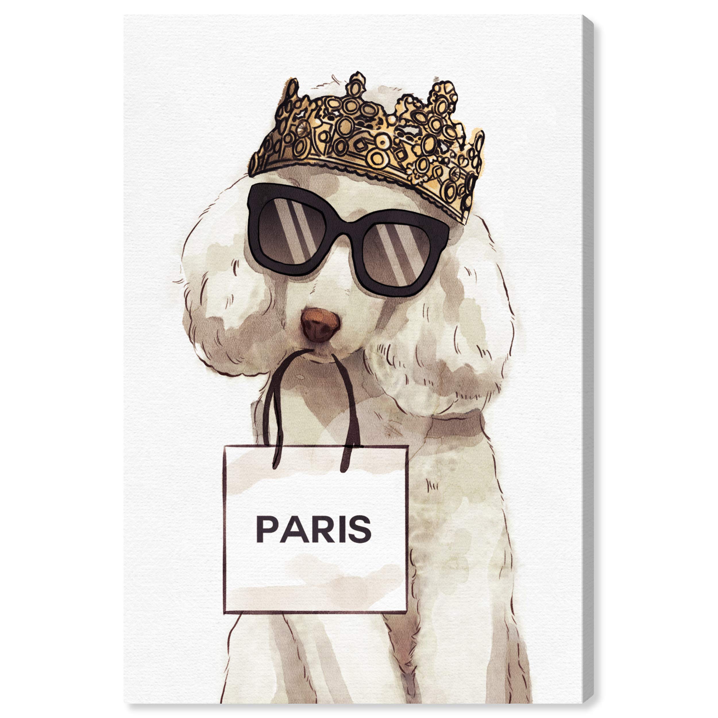 Regal Poodle Wall Art Canvas Print - 24x36 Inch Gold & White Animal Home Decor by Oliver Gal Artist Co. | Perfect for Living Room, Bedroom & Office Decorations
