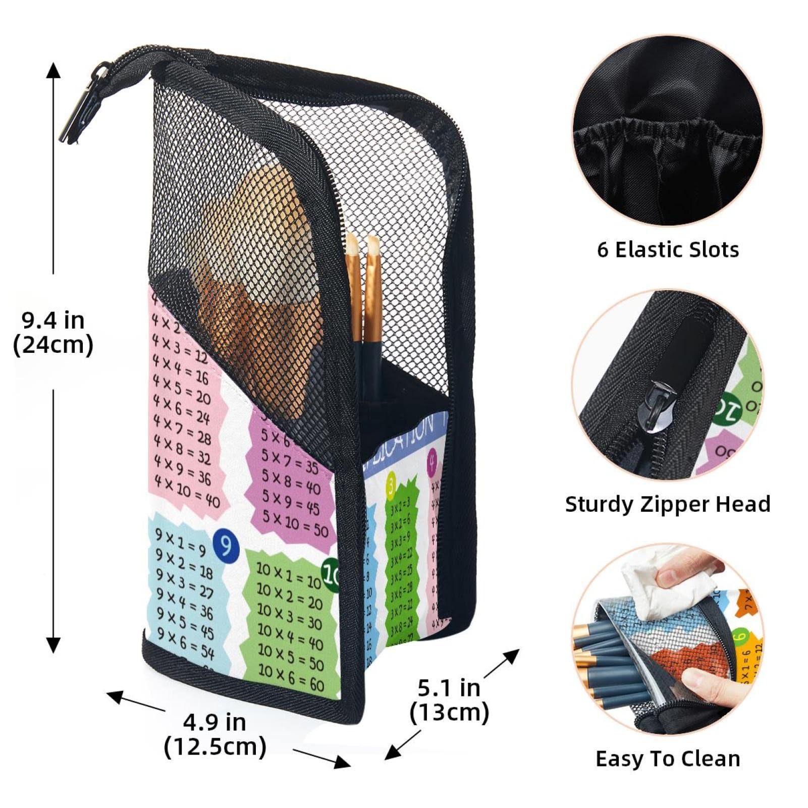 12-Piece Makeup Brush Organizer Bag with Portable Case - Includes Math Multiplication Table - Perfect for Travel, Home & Professional Makeup Artists