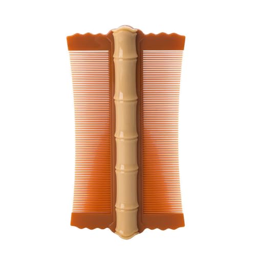 Bamboo Double-Sided Fine Teeth Comb for Kids & Adults - Thick Hair Detangler, Lice & Flea Treatment Comb, Dandruff Remover - Natural Wooden Hair Care Tool for Home & Travel (1PC, Coffee)