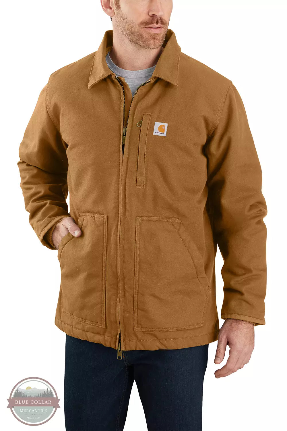 104293 Loose Fitted Washed Duck Sherpa Lined Coat - Warm Winter Jacket for Men, Comfortable Casual Outerwear for Cold Weather, Perfect for Outdoor Activities and Daily Wear