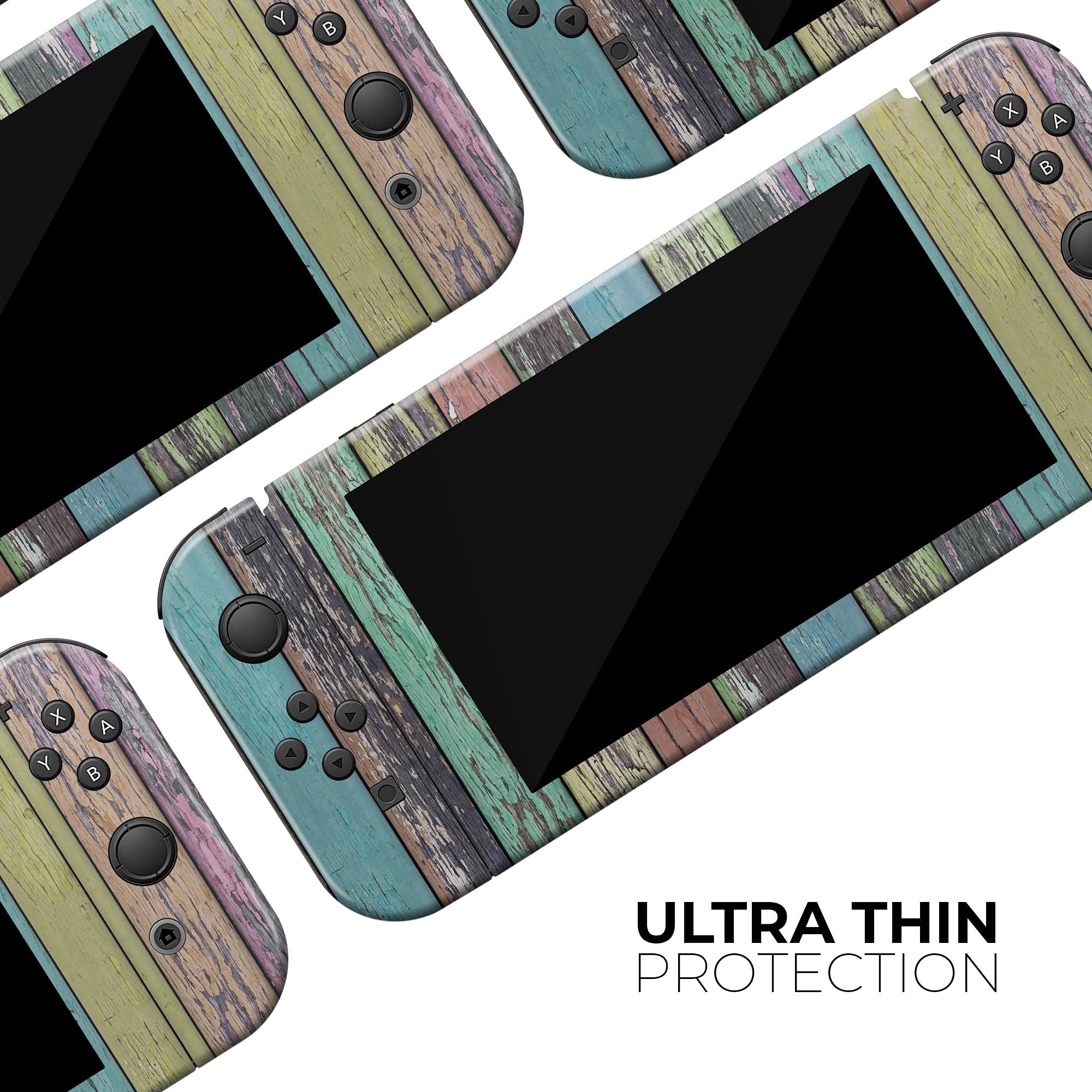 Nintendo Switch Lite Skin Decal - Scratch-Resistant Removable Vinyl Wrap Cover with Chipped Pastel Paint Wood Design - Perfect for Gaming Protection & Customization