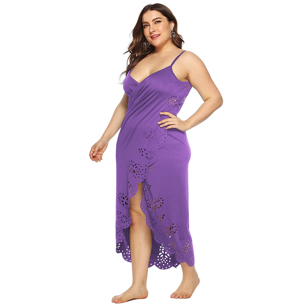 Women's Beach Cover Up Dress - Spaghetti Strap Hollow Out Sarong Backless Swimsuit Wrap Midi Dress for Summer Vacation, Pool Party & Tropical Getaway