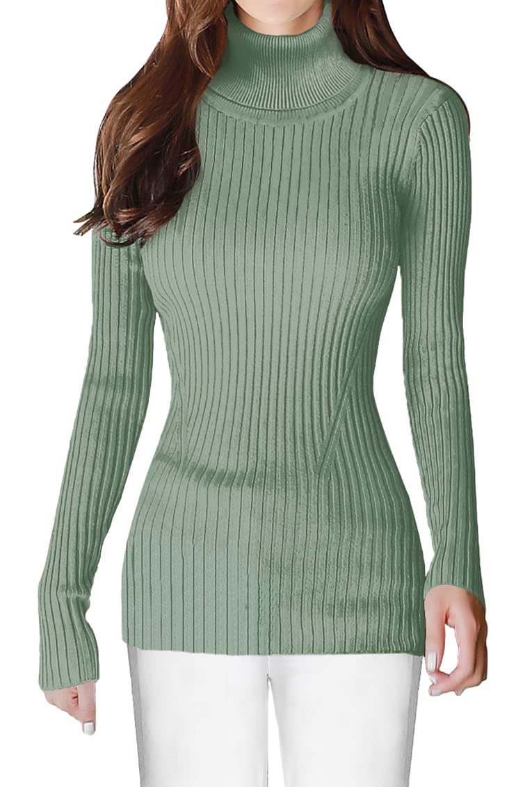 V28 Women's Ribbed Turtleneck Sweater - Sexy & Warm Fitted Knit Pullover for Fall Winter | Casual Office Wear & Date Night Outfits