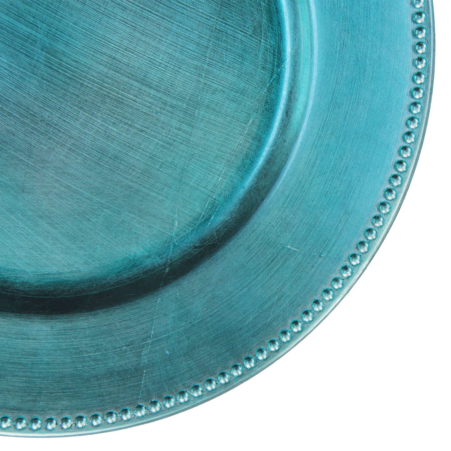 Turquoise Plastic Beaded Charger Plates - Set of 12, 13 Inch Round Metallic Wedding Party Dinner Plates for Elegant Table Decor, Bridal Shower, Anniversary & Special Events (Turquoise, 12 Pack)