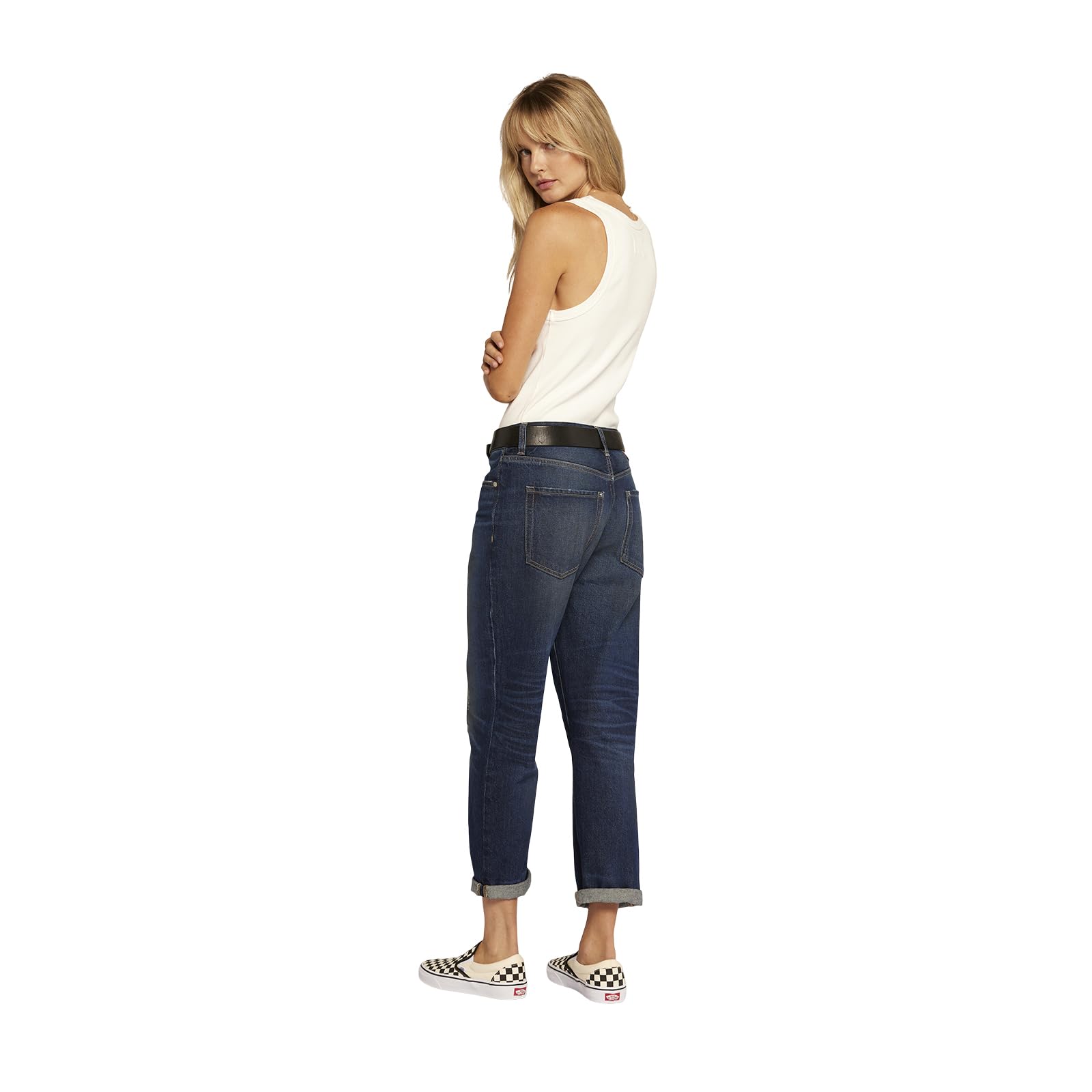 Current/Elliott Women's The Boy Genius Boyfriend Jeans - Classic Fit Distressed Denim Pants for Casual Wear & Everyday Outfits