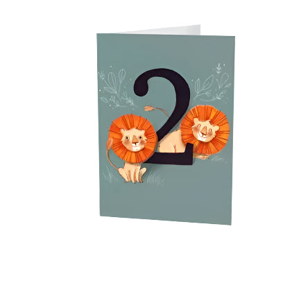 2 Years Old Birthday Greeting Card - Cute Toddler Birthday Card for Boys & Girls - Perfect for Birthday Parties, Invitations & Celebrations