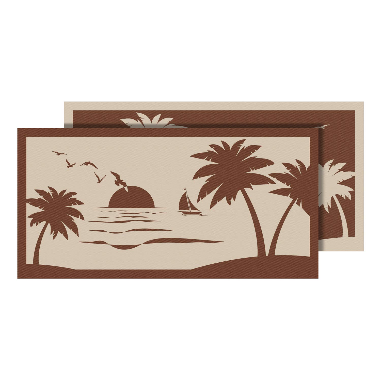 Faulkner 53001 Non-Slip Beach Mat with Palm Tree Design - Beige, 9