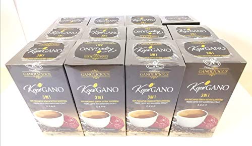 Gano Excel 3-in-1 Ganoderma Coffee - 20 Boxes (40 Sticks) - Organic Mushroom Coffee Blend for Energy & Immunity Boost - Perfect for Office, Travel & Home Brewing
