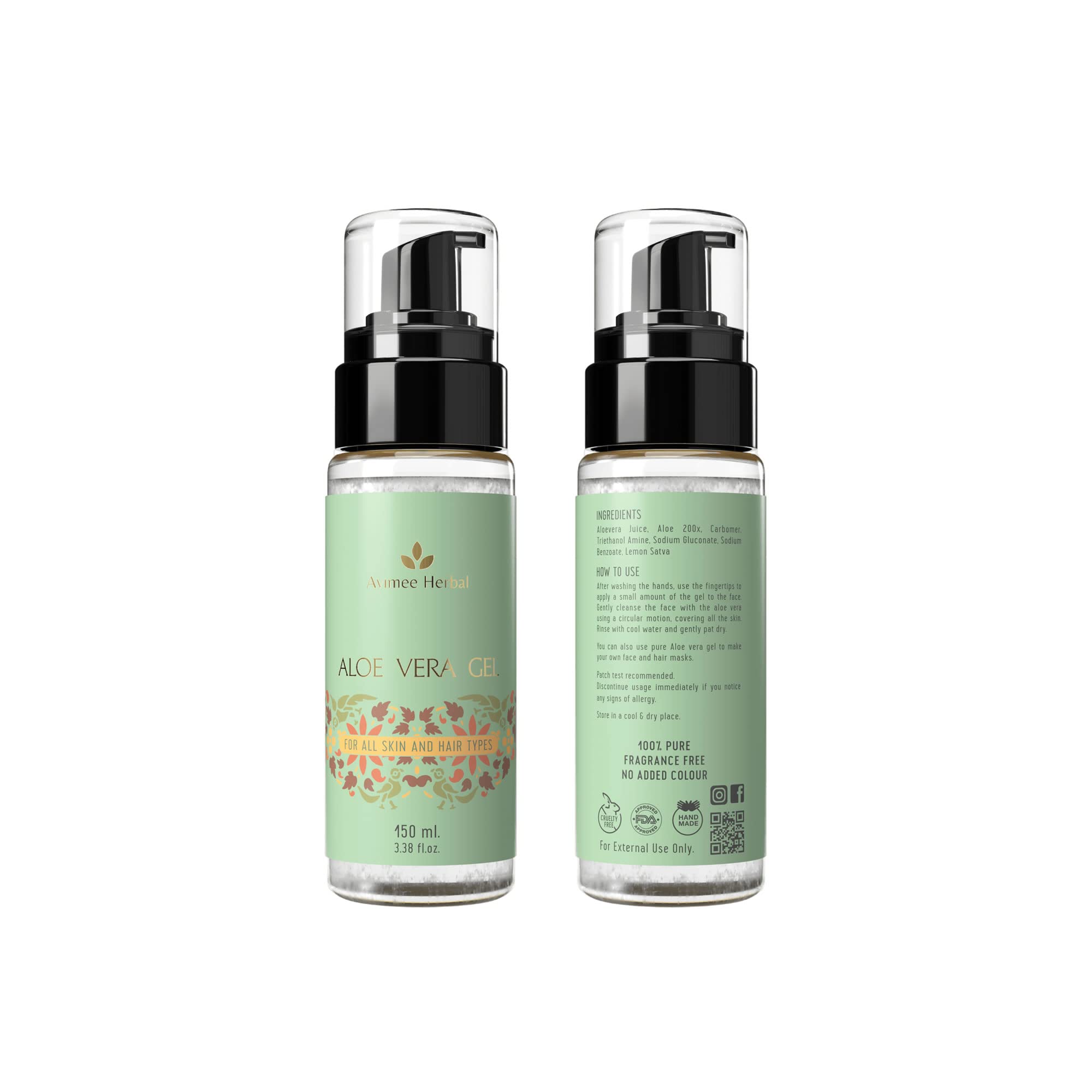 Avimee 100% Pure Aloe Vera Gel for Face, Skin & Hair Care - 150ml | Hydrating, Moisturizing & Soothing Gel with Vitamin E | Natural Skin Repair for Sunburn, Acne, Dry Skin & Hair Treatment | Perfect for Daily Skincare Routine & After Sun Care