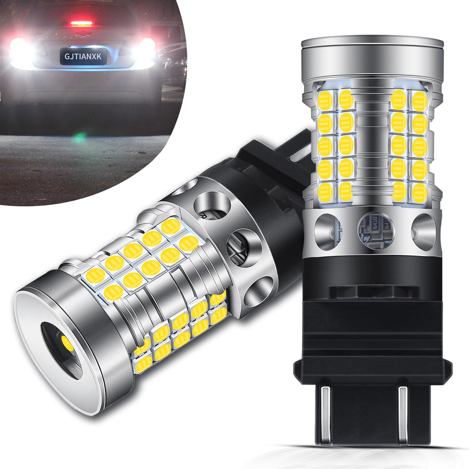 3157 LED Bulb Reverse Light - 4000 Lumen Super Bright 6000K White - Compatible with 4114 3156 3056 3057 4157 3047 4057 3457 - Backup Tail Signal Brake Parking DRL Light (Pack of 2) - Perfect for Trucks, SUVs, Cars & Trailers