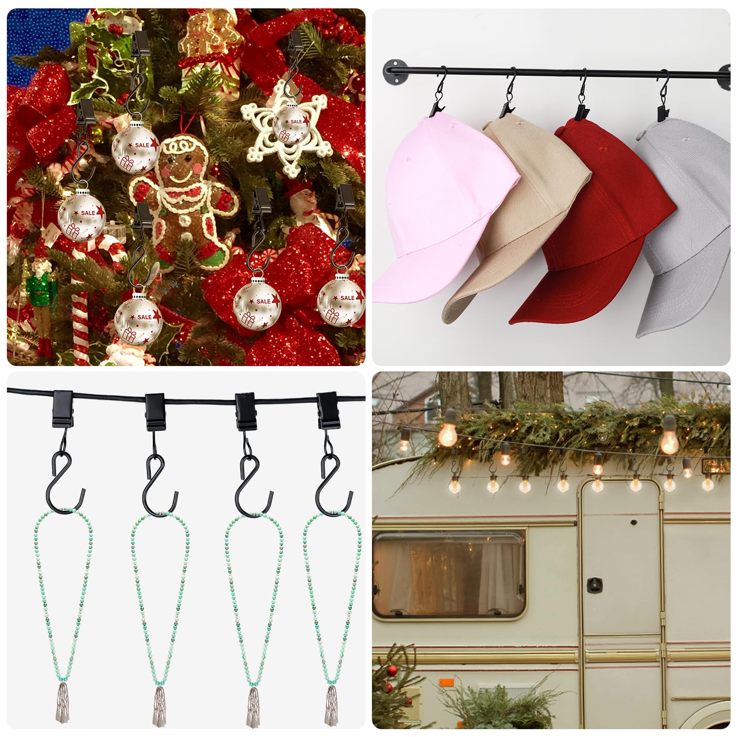 50 Pack Heavy Duty Metal Christmas Light Clips - Outdoor String Light Hooks for RV Awning, Canopy Tent & Holiday Decorations - Perfect for Xmas Party, Camping & Home Decoration