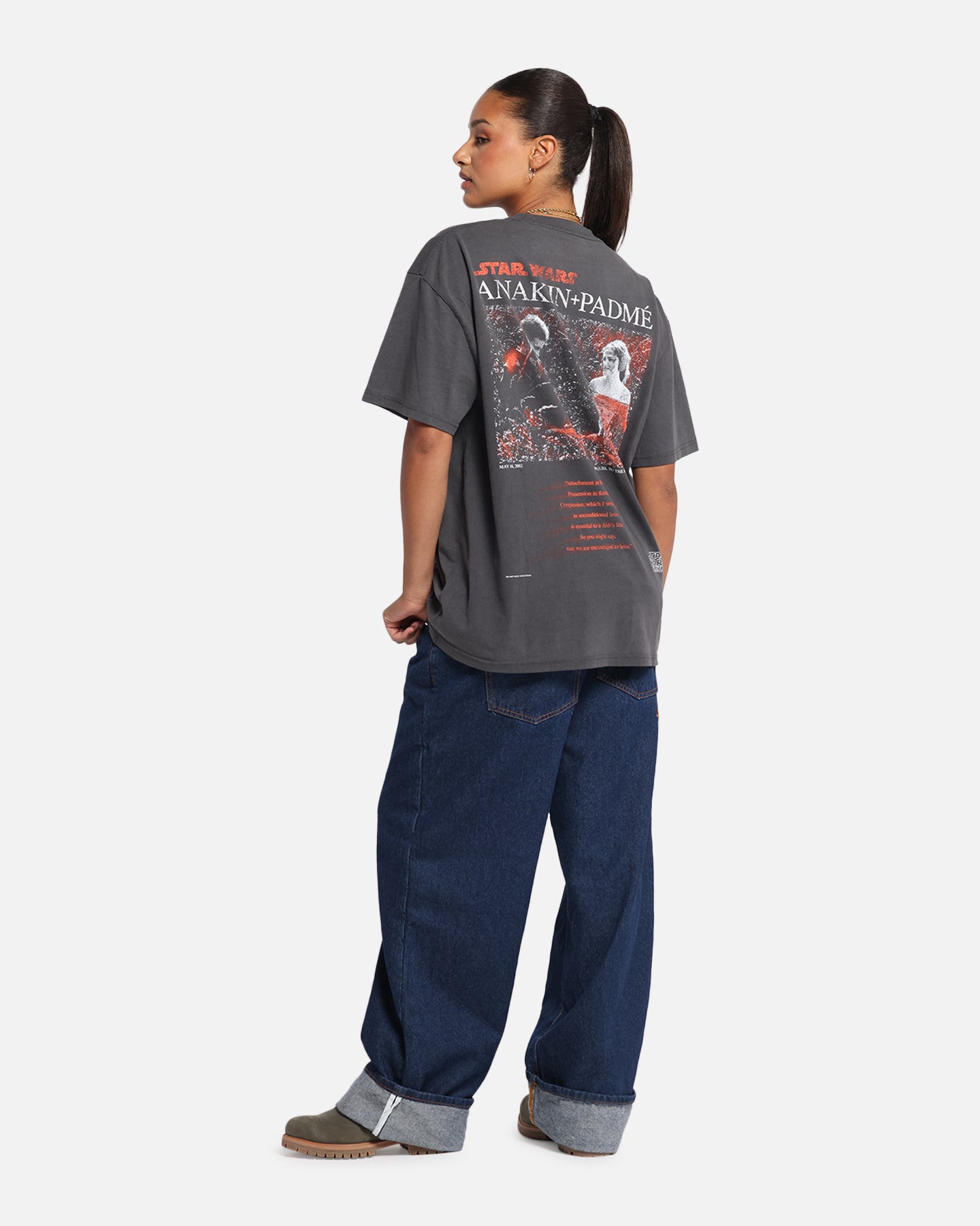 Star Wars Anakin and Padme Vintage T-Shirt - Black Wash Style - Perfect for Cosplay, Movie Nights & Star Wars Fans Collection