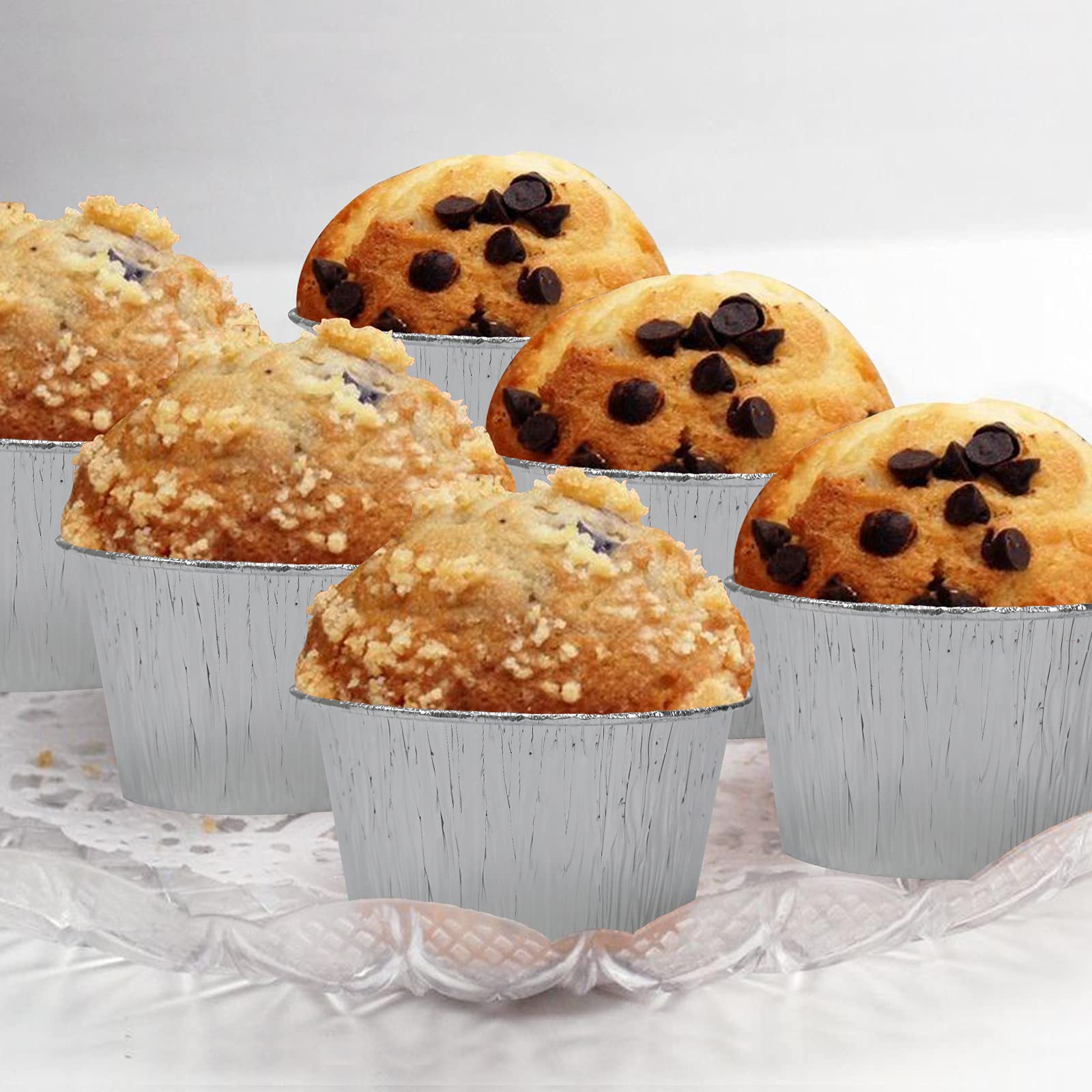 150-Pack 4oz Disposable Aluminum Foil Baking Cups - Silver Muffin Liners & Pudding Cups for Baking, Cooking, Storage & Reheating | Perfect for Cupcakes, Party Snacks & Meal Prep
