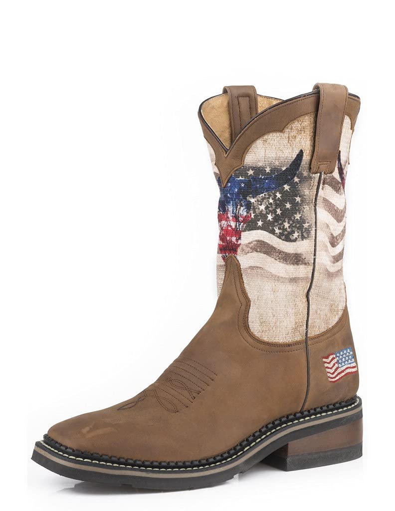ROPER Men's Americana Flag Boots - Patriotic Western Cowboy Boots for Men | Perfect for Rodeo, Country Music Festivals & Outdoor Events