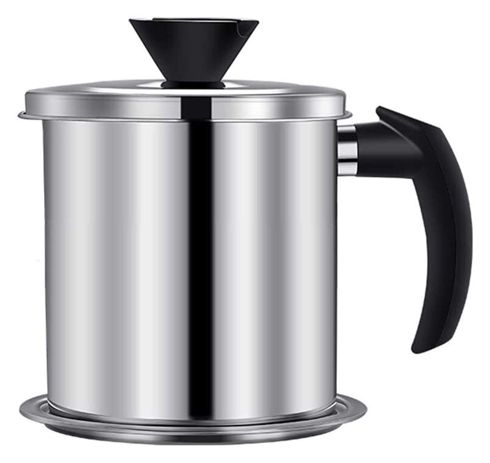 Stainless Steel Olive Oil Dispenser Bottle with Handle - Large Oil & Grease Strainer for Cooking, Soup Filter Bowl & Liquid Condiment Dispenser - Perfect for Kitchen, Restaurant & Home Use