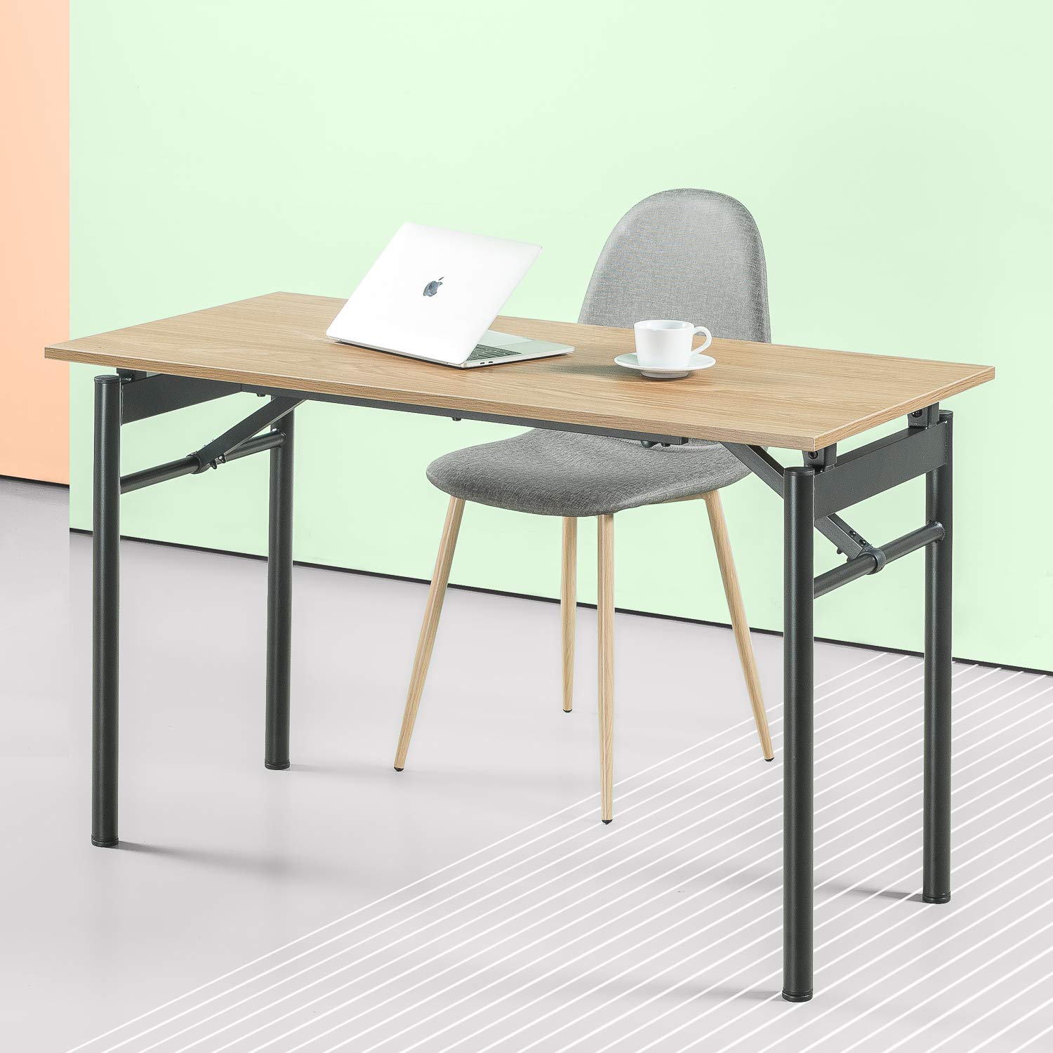 Zinus Mare 47 Inch Folding Desk - Compact Computer Workstation Table for Home Office, Study & Small Spaces (Natural Wood Finish, Model FDRL-M47T) | Perfect for Remote Work, Online Classes & Apartment Living