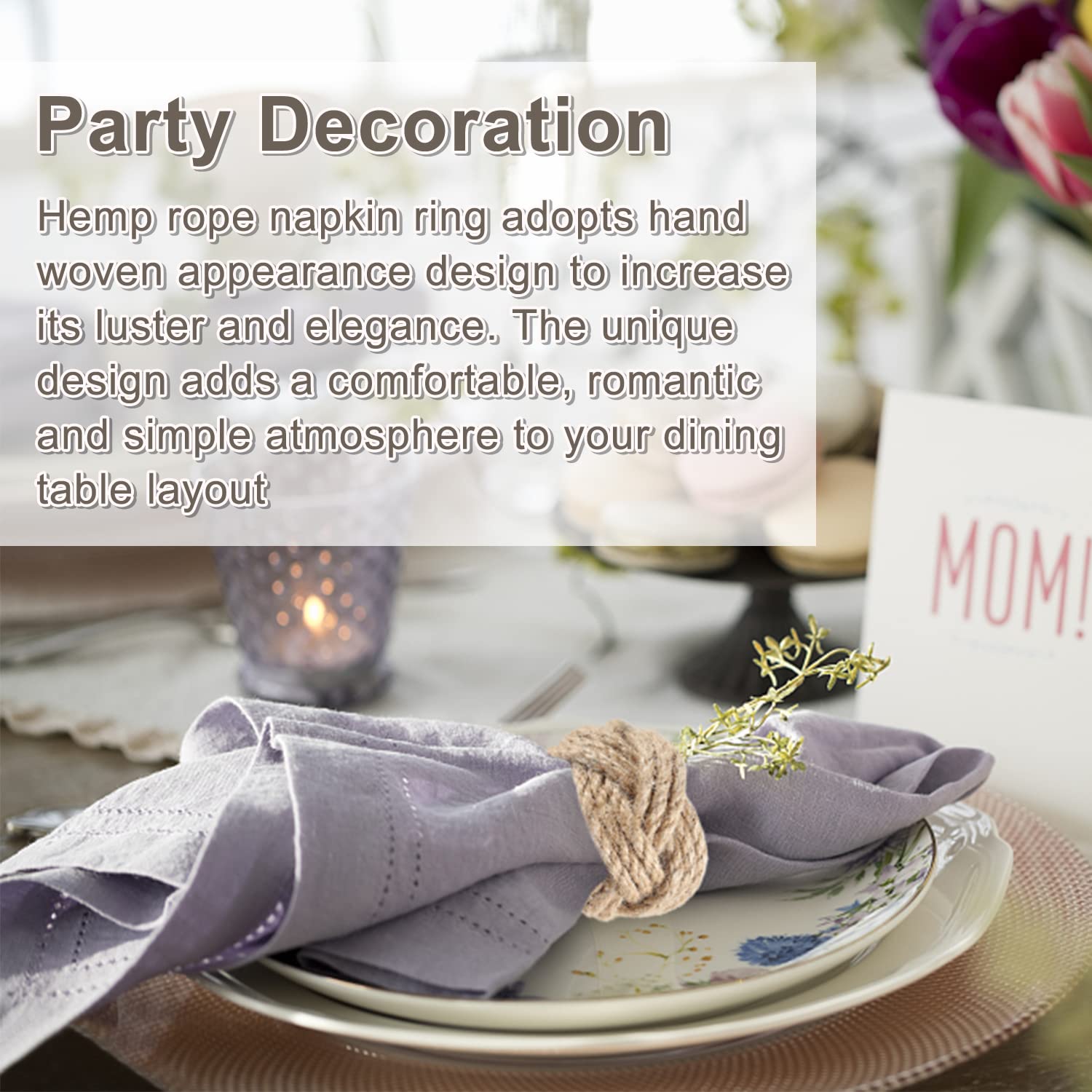 6-Pack Woven Burlap Napkin Rings - Rustic Farmhouse Table Decor for Wedding, Banquet, Christmas, Thanksgiving & Easter - Perfect for Dining Table, Holiday Parties & Special Occasions