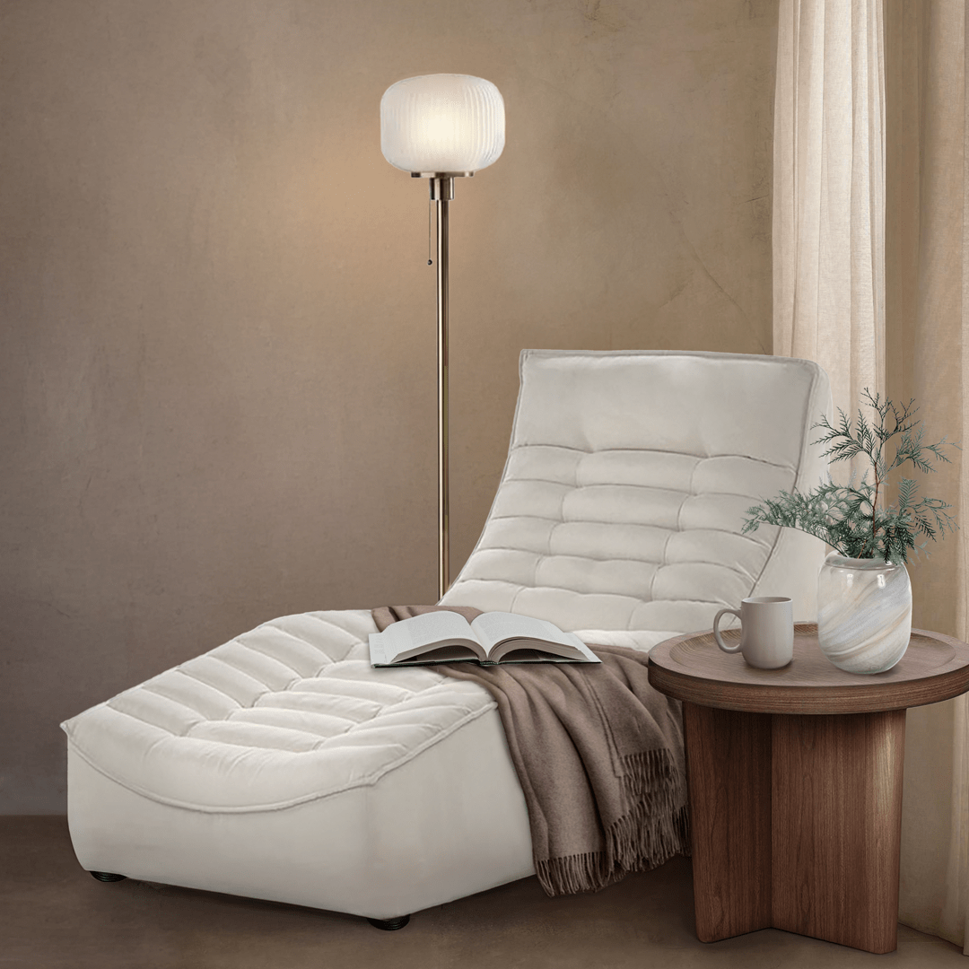Diego Chaise Lounge Chair - Modern Accent Chair for Living Room, Bedroom & Office - Stylish Upholstered Armchair with Solid Wood Legs - Perfect for Relaxing, Reading & Decorating Your Home