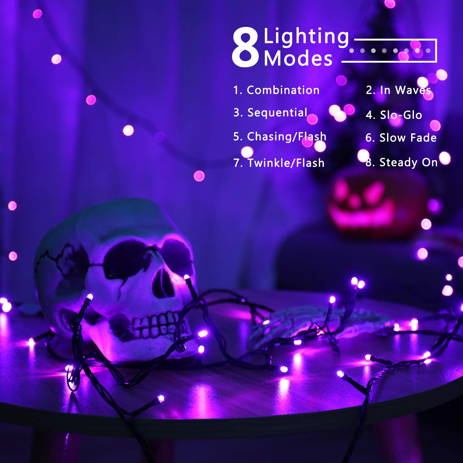 BrizLabs 240 LED Halloween Lights - 78.74ft Orange & Purple String Lights for Party Decor