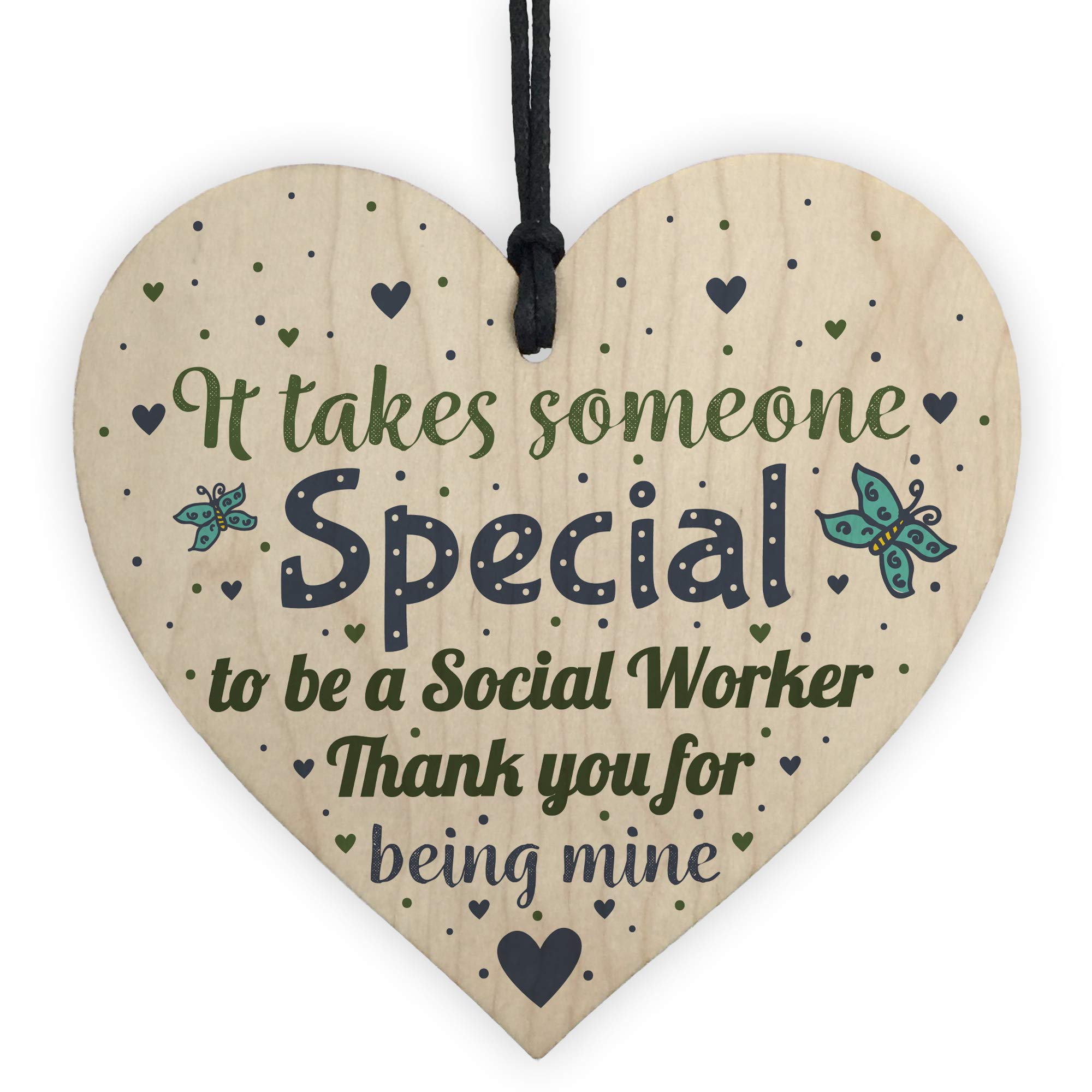 RED OCEAN Social Worker Appreciation Gift - Wooden Heart Keepsake for Thank You, Birthday & Christmas - Perfect for Office Decor, Nurse Gifts & Teacher Appreciation