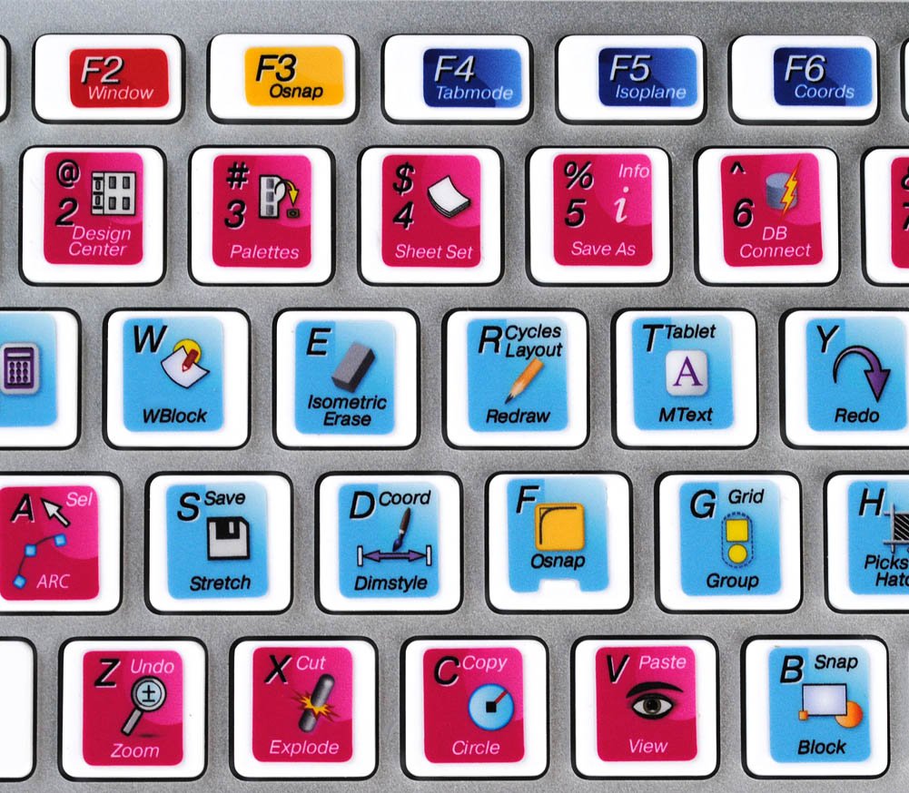 AutoCAD Shortcut Keyboard Stickers for Designers & Engineers