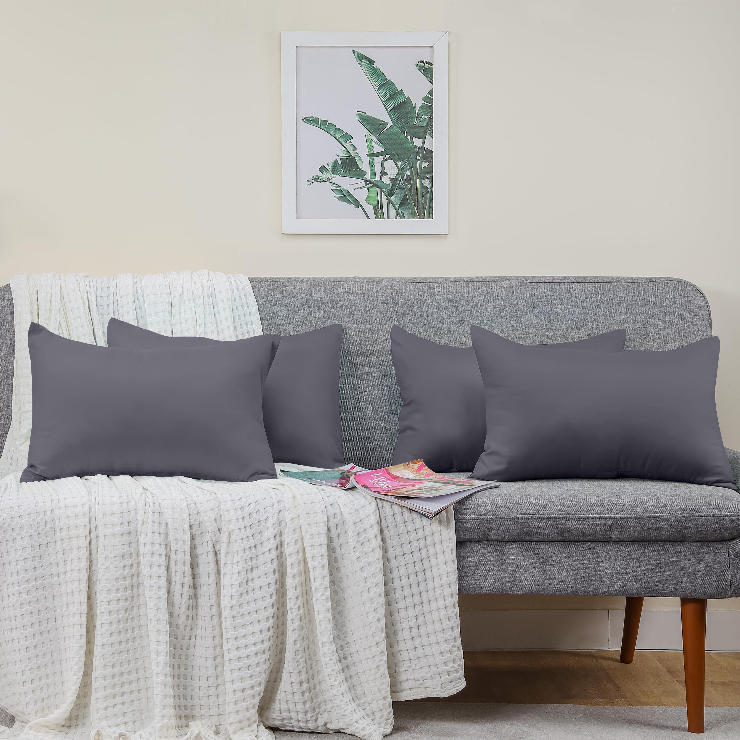 Utopia Bedding 4 Pack Standard Pillow Cases 20x30 Inches (50x75 cm) - 100% Brushed Microfiber Pillow Covers with Envelope Closure - Wrinkle, Fade & Stain Resistant - Grey - Perfect for Home, Hotel & Guest Room Use