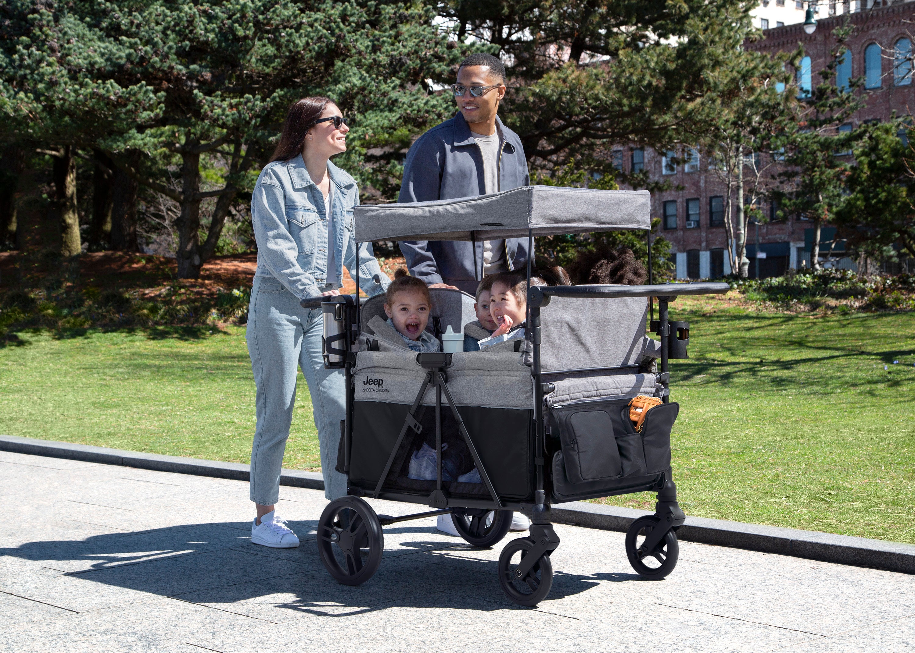 Jeep Aries Stroller Wagon - All-Terrain 4-Wheel Stroller Wagon for Kids, Foldable Baby Wagon with Canopy & Storage | Perfect for Beach, Park, Camping & Outdoor Adventures