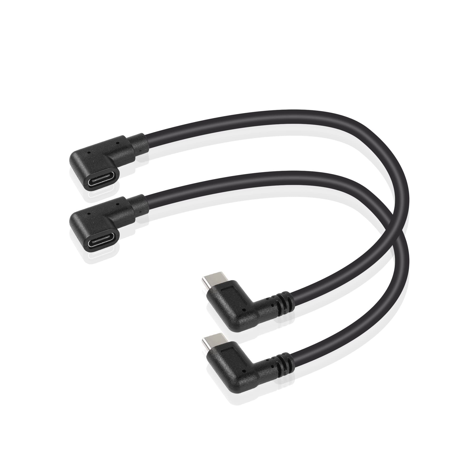 GINTOOYUN USB C Extension Cable 0.3m - Right Angle Male to Female PD 60W Fast Charging Cord - Compatible with MacBook, iPad, iPhone, Samsung Galaxy - Perfect for Home, Office & Travel Charging