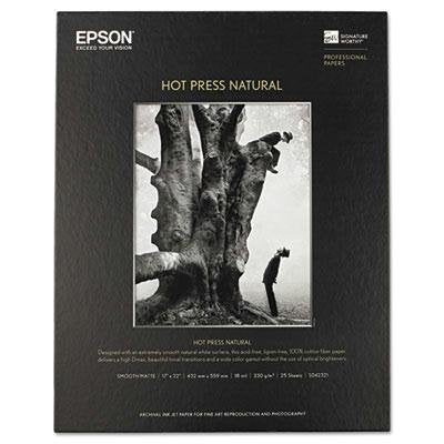 Epson Hot Press Natural White Paper 8.5x11 Inches (25 Sheets) - Premium Quality for Art Prints, Watercolor & Calligraphy Projects