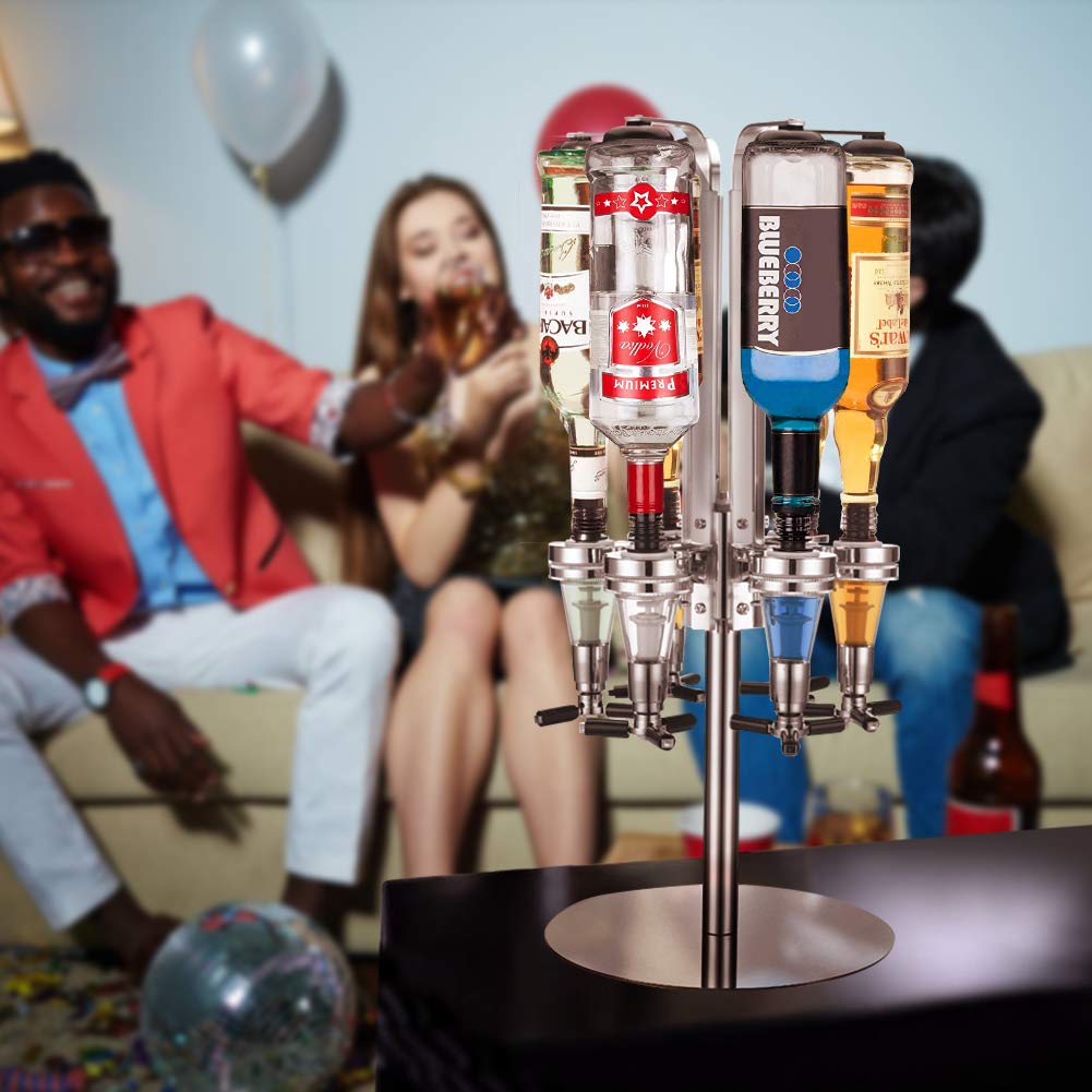 Premium 6-Bottle Rotating Liquor Dispenser - Professional Bar Station with Bottle Holder - Perfect for Home Bars, Parties & Restaurants