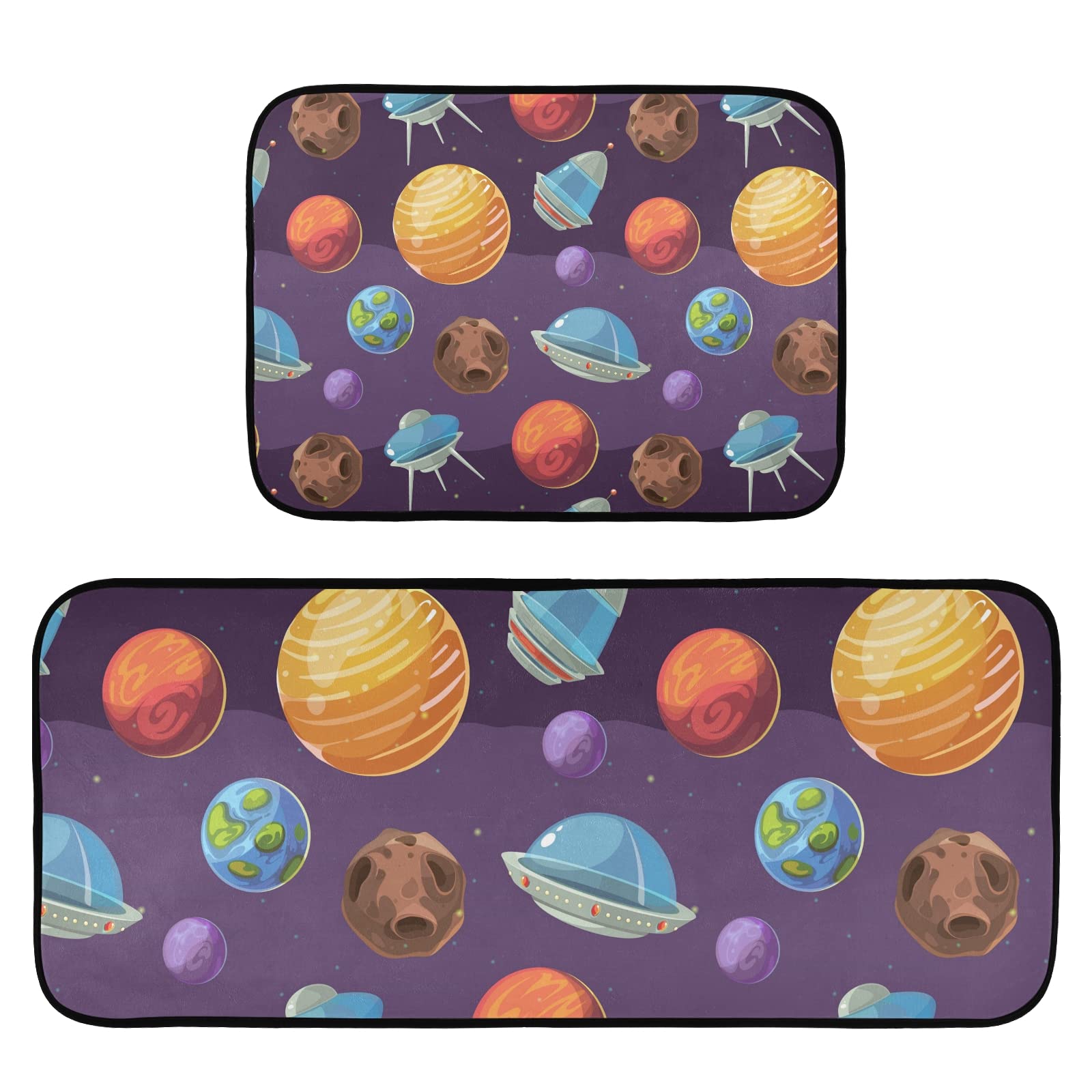 Anti-Slip Kitchen Rugs 2-Piece Set - Washable Farmhouse Floor Mats for Home & Office