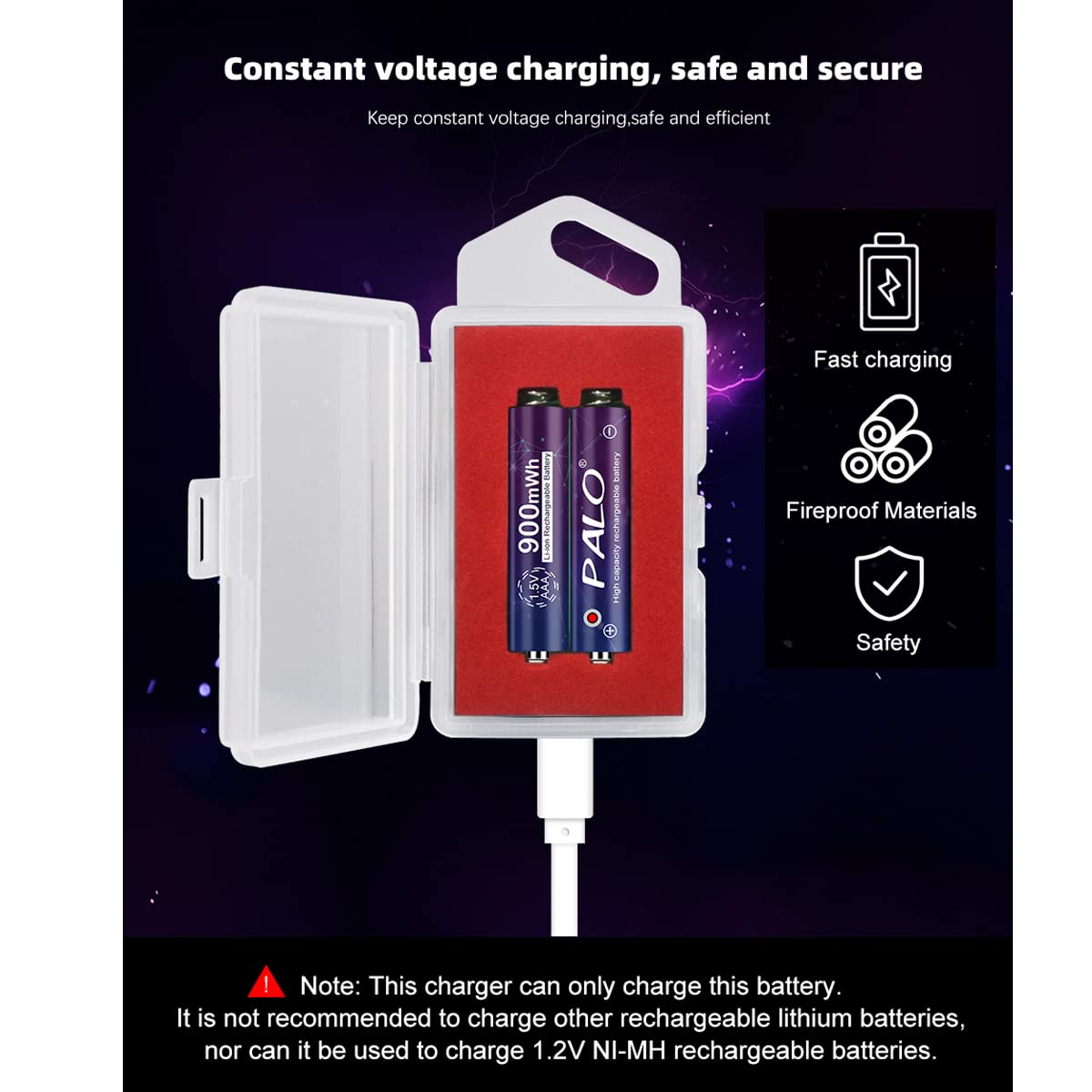 6 Pack Rechargeable AAA Lithium Batteries 1.5V with USB Charger - Long Lasting Constant Voltage Power for Cameras, Toys, Remote Controls & Electronic Devices