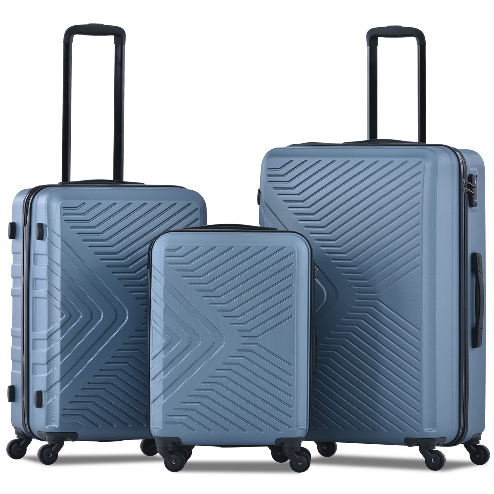 HomVent 3-Piece Spinner Luggage Set with TSA Lock - 20/24/28 Inch Hard Shell Suitcases for Men & Women (Blue) - Perfect for Air Travel, Business Trips & Family Vacations