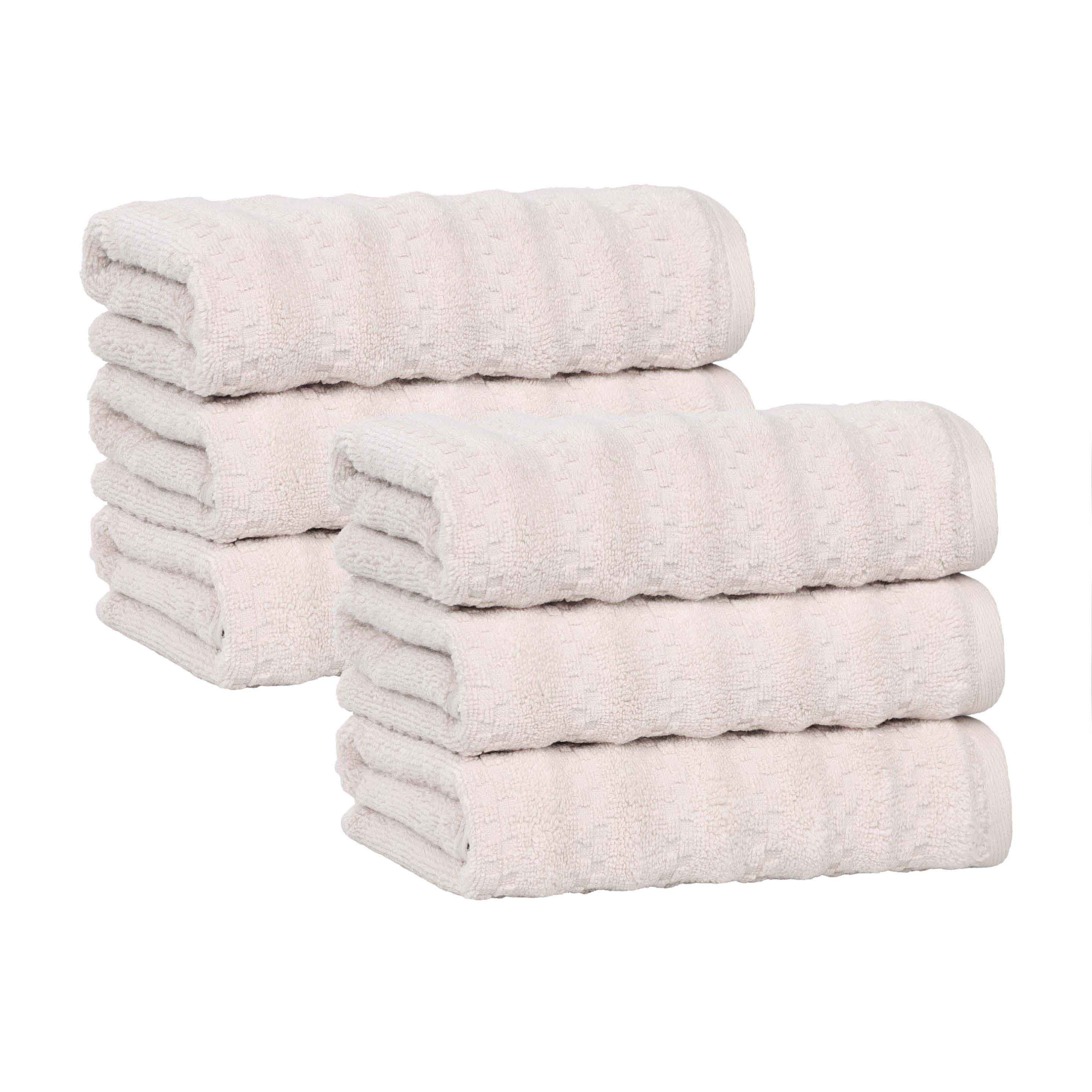 Premium 6-Pack Zuma Zero Twist Cotton Medium Weight Absorbent Hand Towels - Soft & Quick-Drying for Kitchen, Bathroom & Gym Use