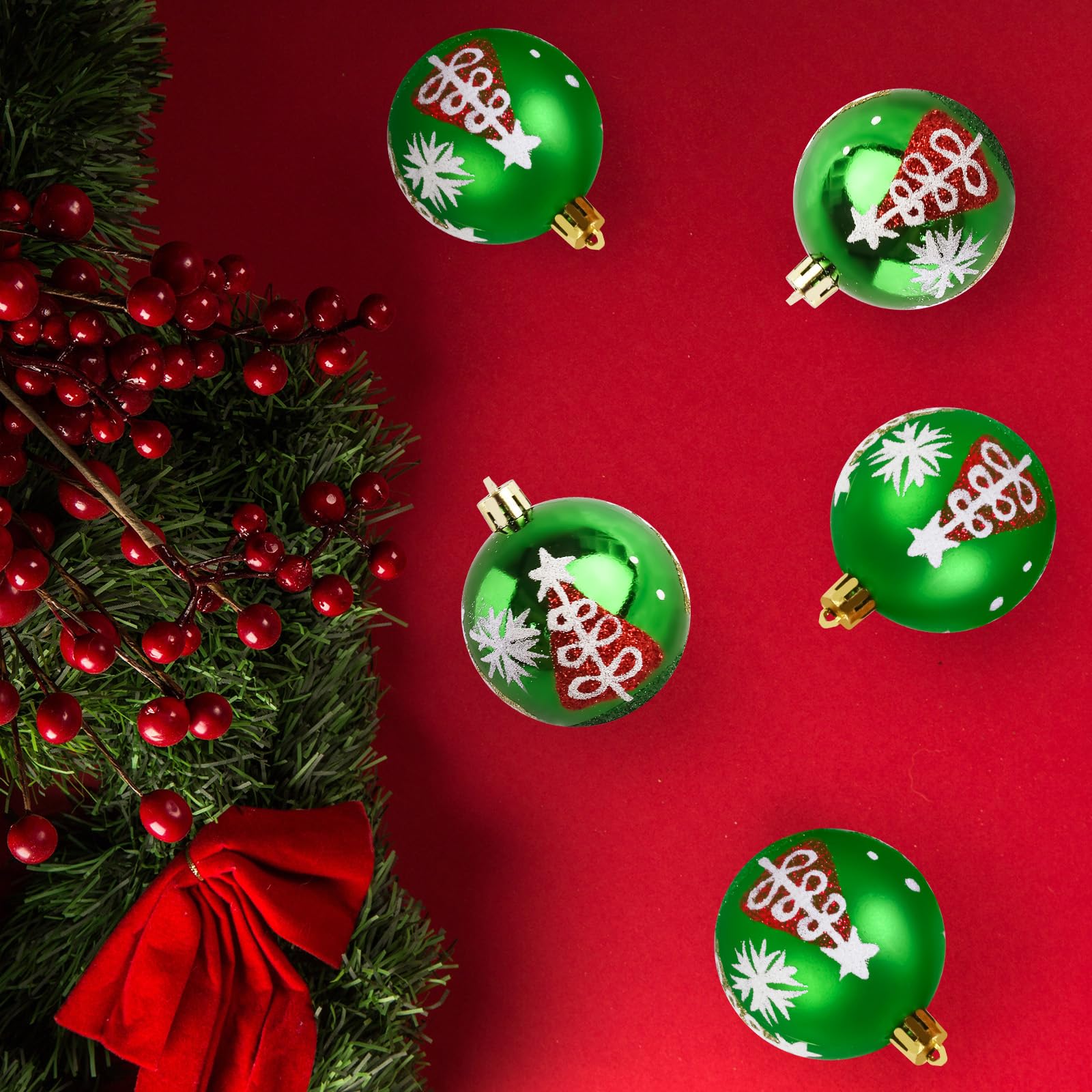 6 Pack Shatterproof Christmas Ball Ornaments for Tree Decor - 2.36 Inch Green Holiday Hanging Balls (2025 New Collection) - Perfect for Christmas Tree Decorating, Home Party, and New Year Festive Decorations