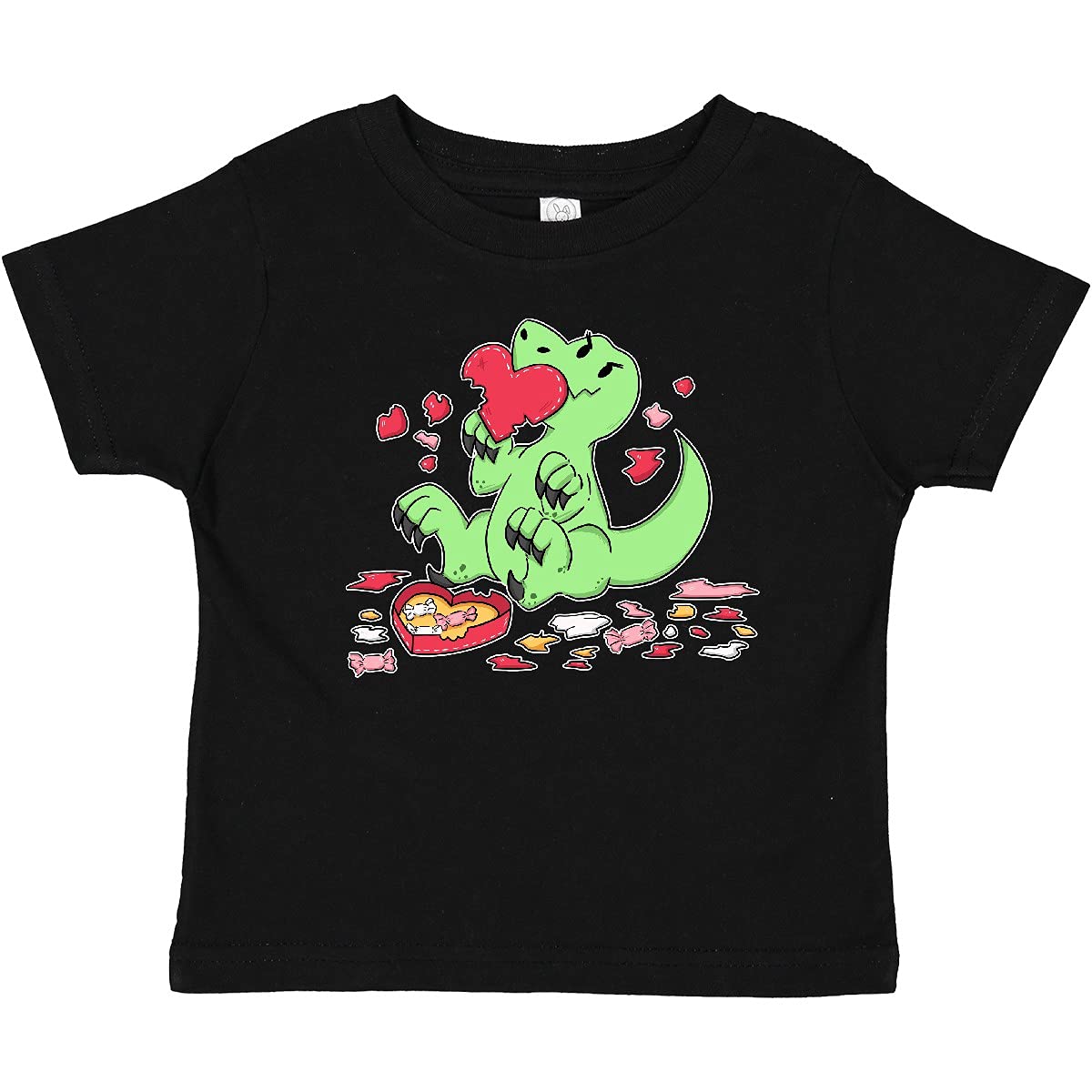 Inktastic Raptor Destroying Heart Chocolate Box Baby T-Shirt - Cute Dinosaur Graphic Tee for Toddlers & Infants - Perfect for Birthday Parties, Playdates & Family Photos