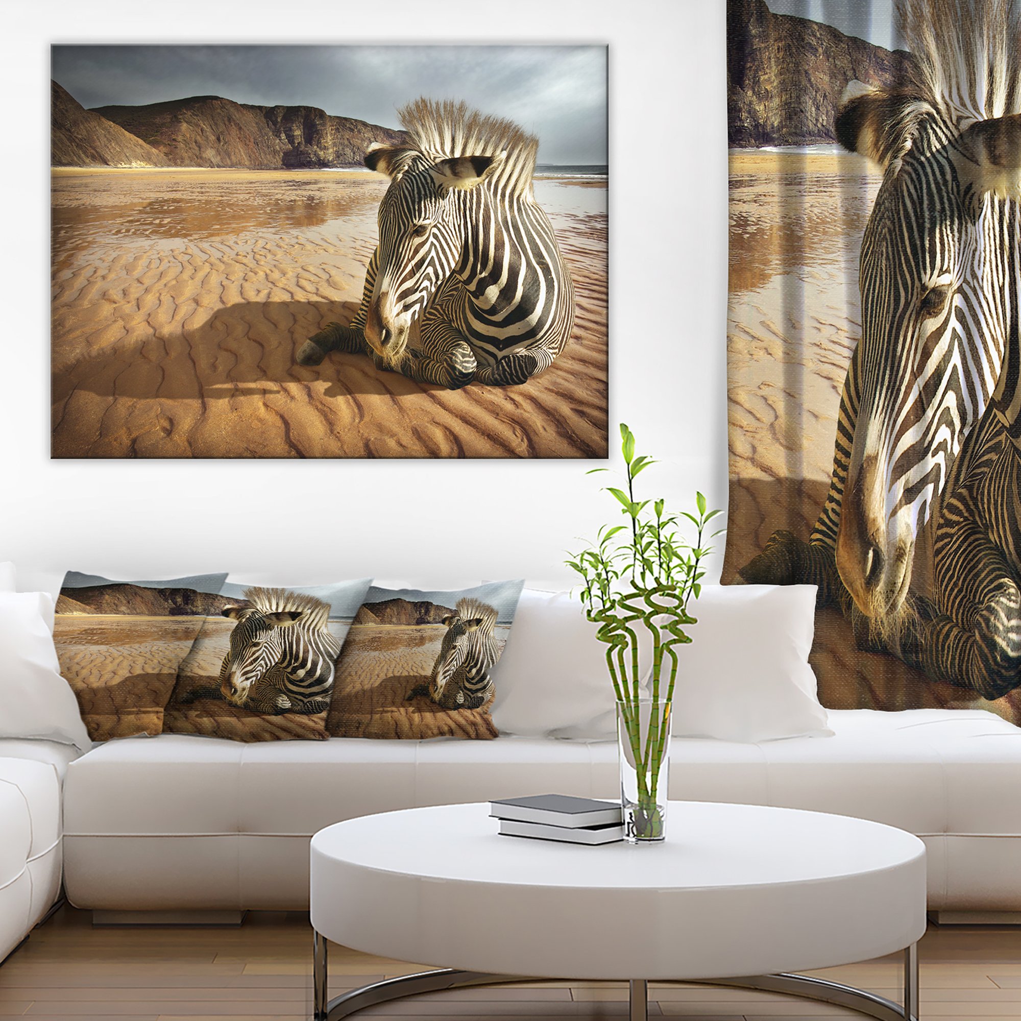 Zebra Wildlife Photography Art Print - Stunning Beach Animal Wall Decor for Living Room, Bedroom & Office