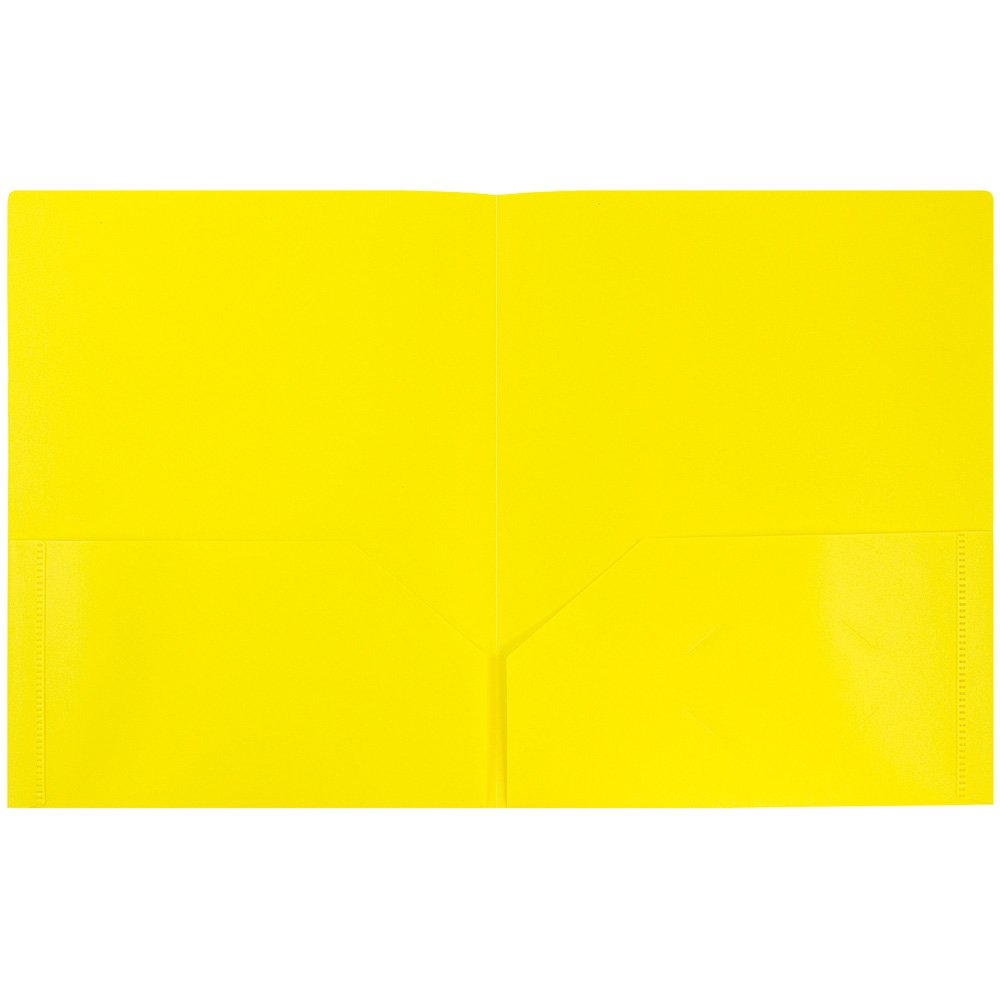 JAM Paper Medium Weight Plastic Presentation Folders - Yellow - 96 Pack - Perfect for Office Documents, School Projects & Business Presentations
