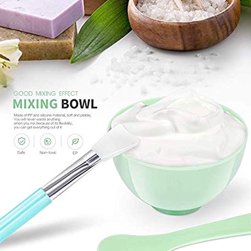 Teenitor DIY Face Mask Mixing Bowl Set - Silicone Mask Brush, Spatula, Measuring Cup & Puff (8-Piece Green Kit) for At-Home Spa & Skincare Routine