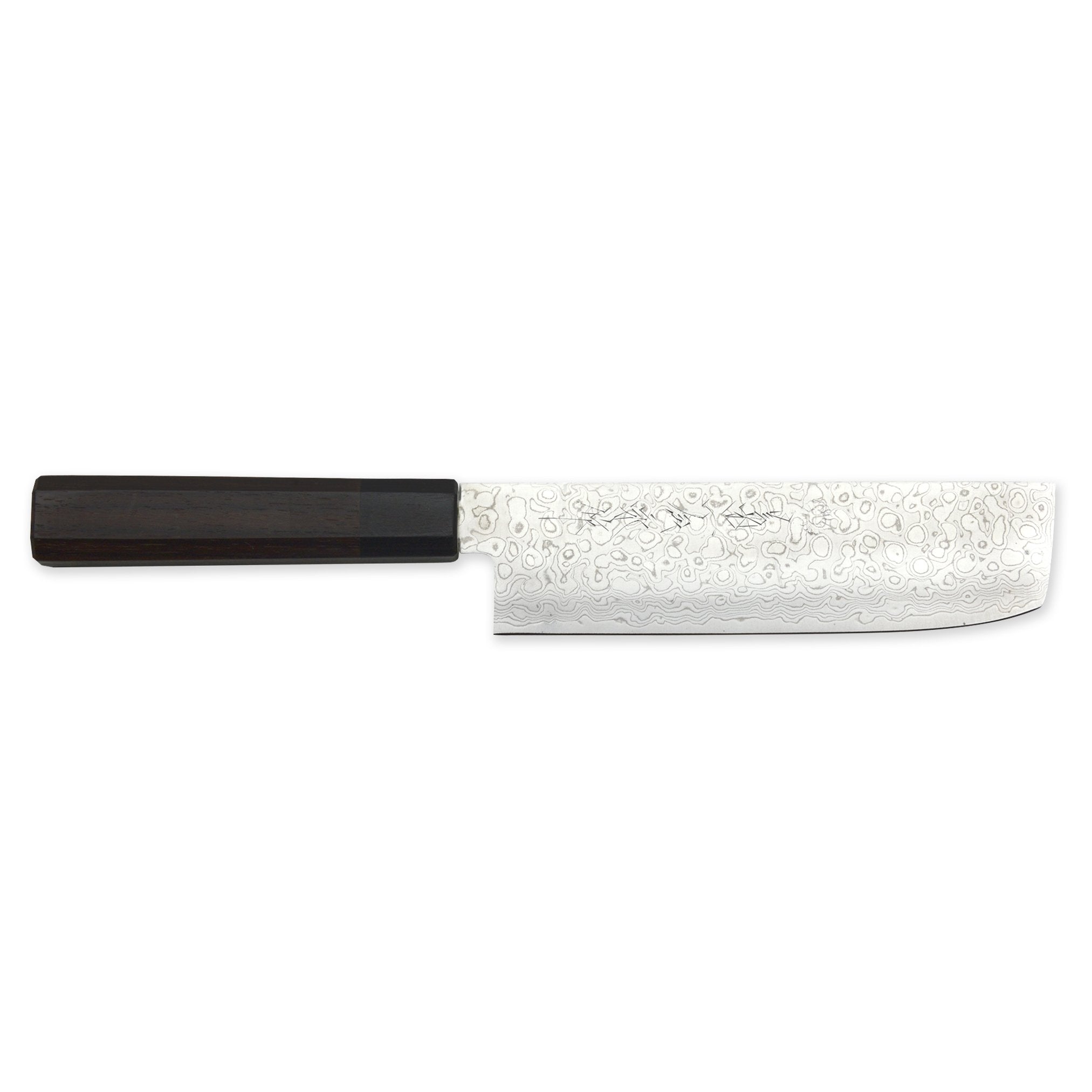 Premium Kikuichi NWD Nickel Warikomi Damascus 45-Layer Nakiri Knife 175mm with Rosewood Handle - Japanese Vegetable Knife for Professional Chefs & Home Cooking