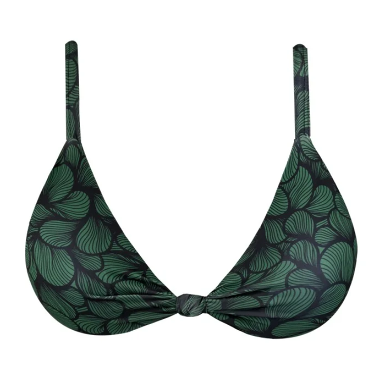 Brazilian Knot Triangle Bikini Top - Green Waves | Sexy Swimwear for Beach, Pool & Summer Vacations | Women's Fashion Bikini Top