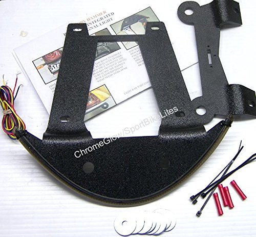 Victory Hammer Rear Fender Eliminator Kit with LED Turn Signals, License Plate Light & Bracket - Red Smoked Lens Turn Indicators for Motorcycle Customization & Safety Upgrades