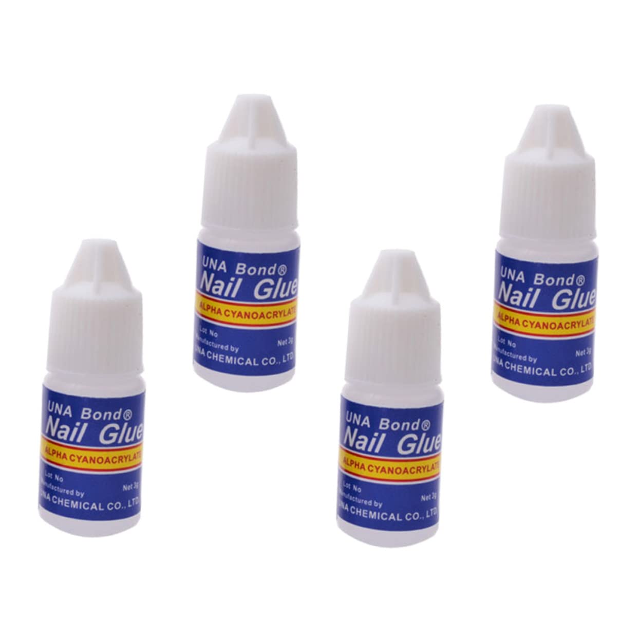 Minkissy 4pcs Nail Glue for Acrylic Nails - Strong Adhesive for Fake Nails, Press On Nails & Nail Tips - 3g Brush On Glue for Nail Art & Accessories - Perfect for Salon, Home Manicure & DIY Nail Extensions