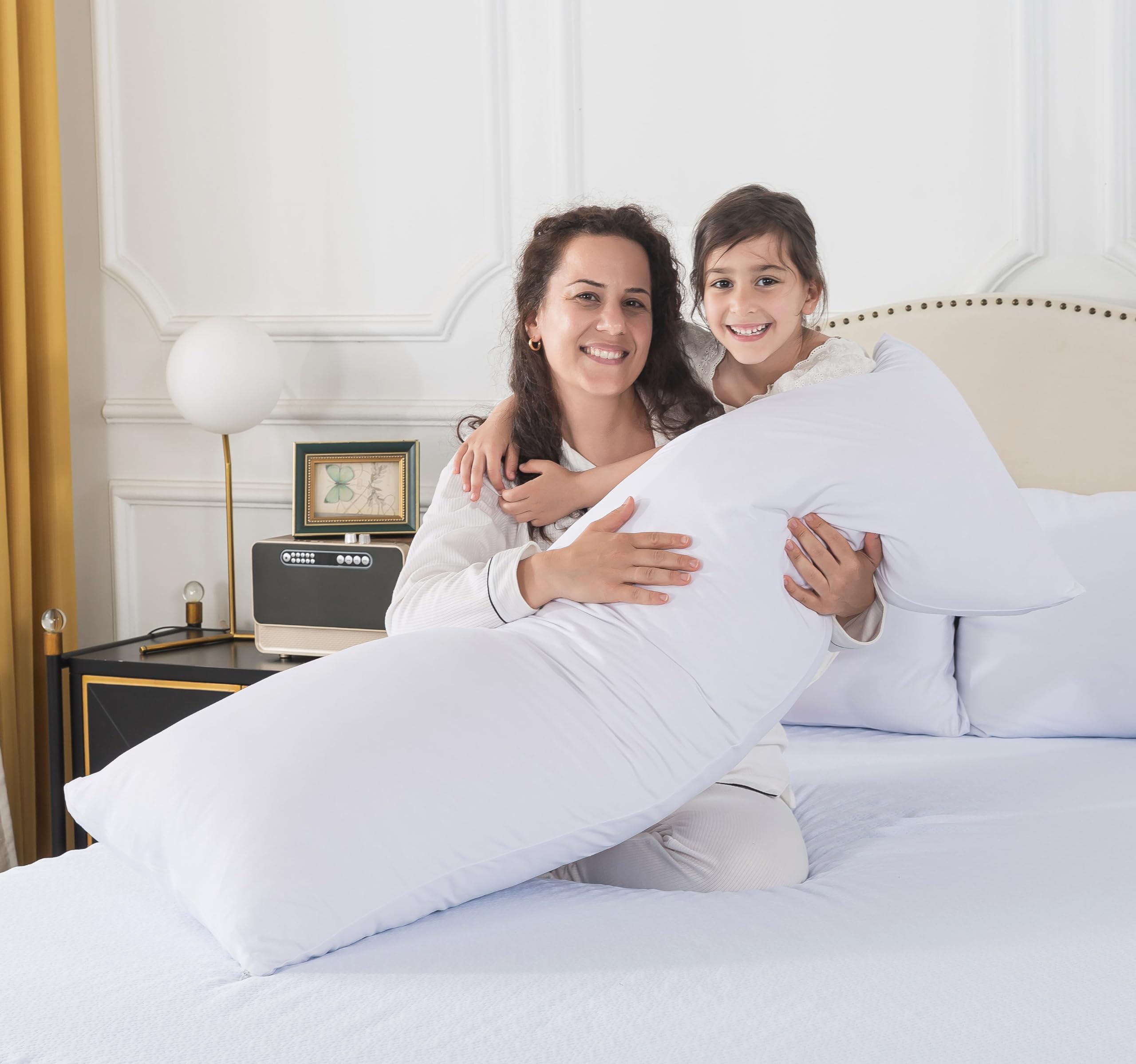 Premium Memory Foam Body Pillow with 100% Cotton Jersey Cover - Luxury Firm Support for Adults - Removable Zippered Case (Light Grey) - Perfect for Pregnancy, Side Sleepers & Back Pain Relief